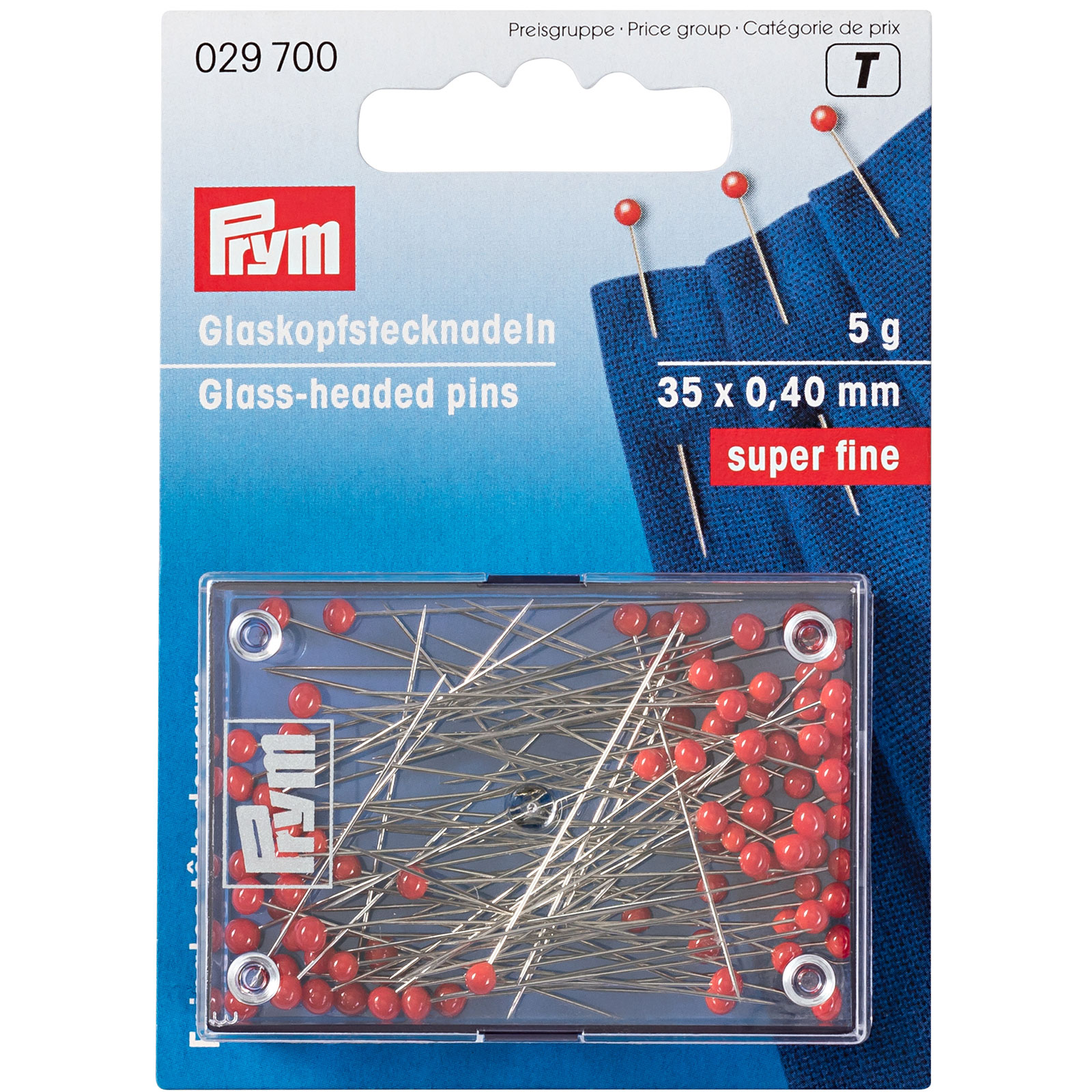 Prym 029700 Glaskopspelden verenstaaldraad 0,40 x 35 mm rood - Kaart