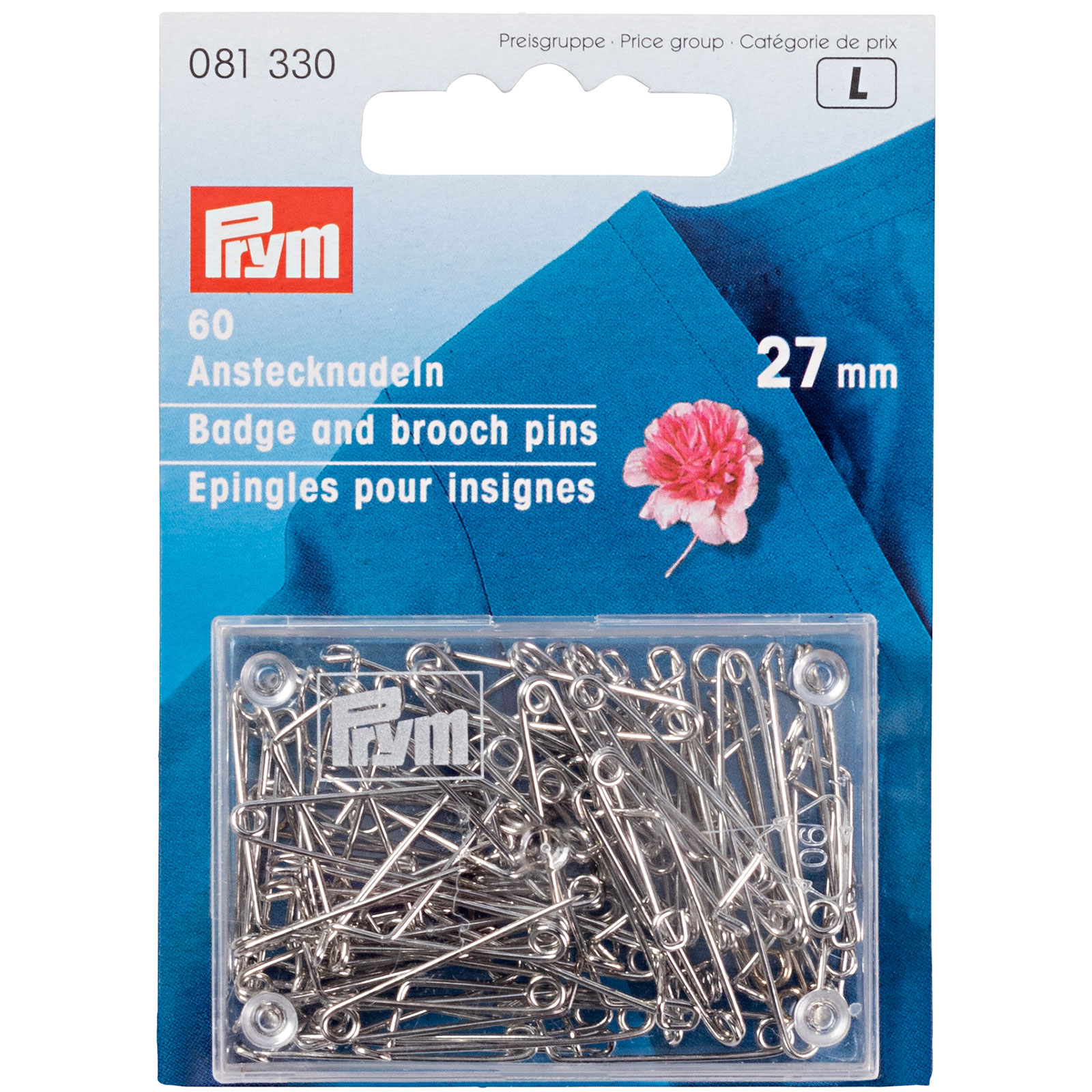 Prym 081330 Corsagespeldjes ijzer 27 mm zilverkleurig - Kaart