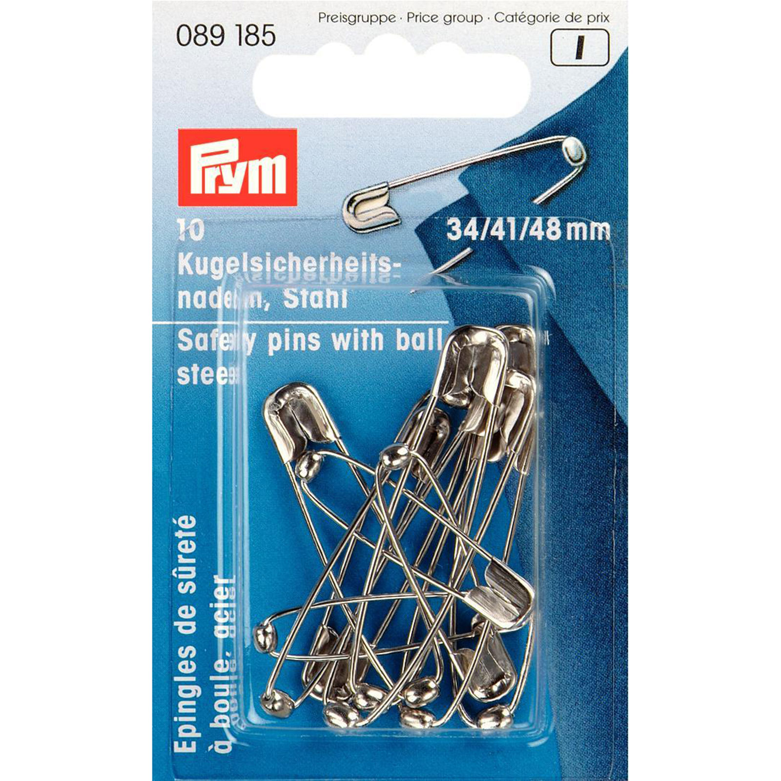 Prym 089185 Veiligheidsspelden met kogel staal No. 1-3 zilverkleurig - Kaart