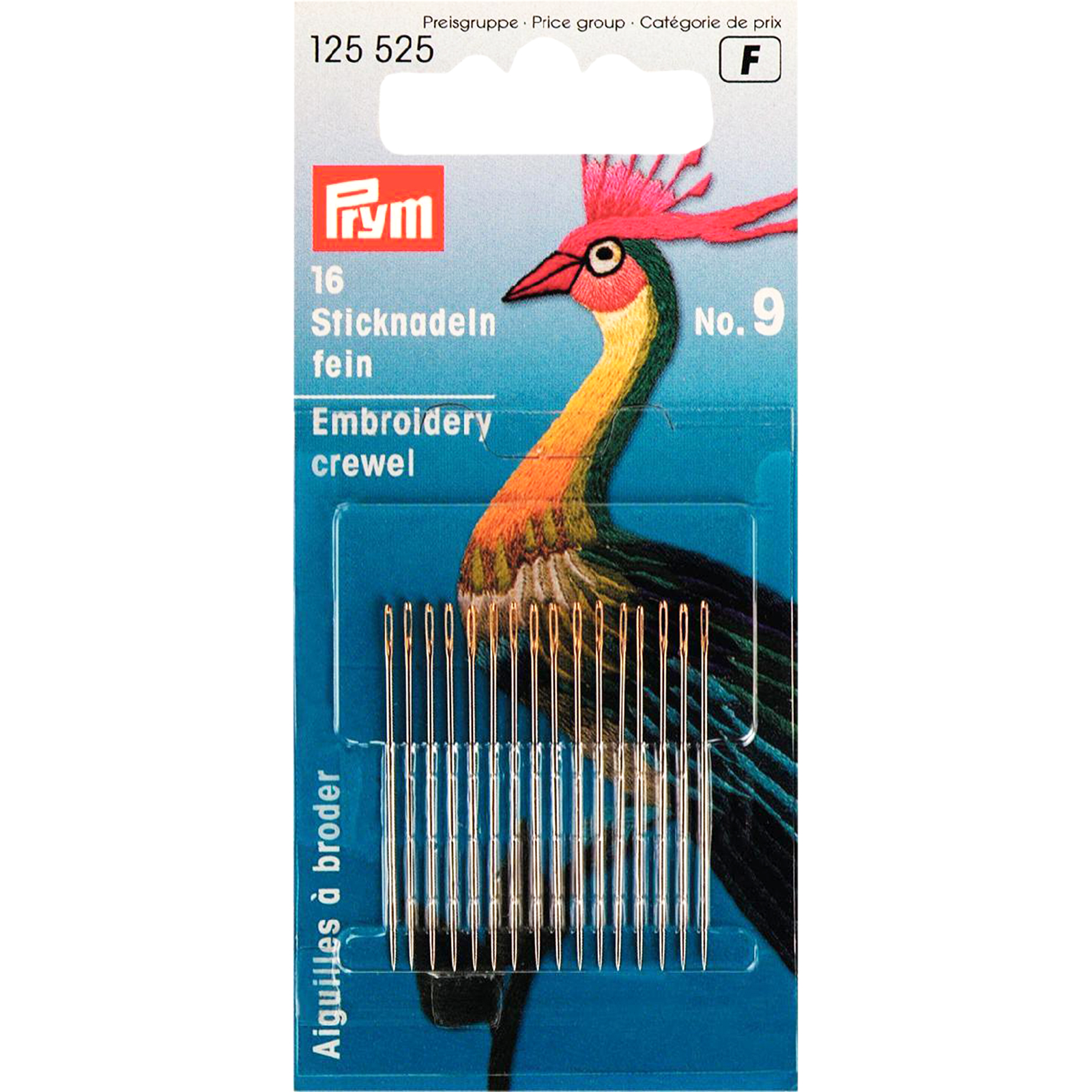 Prym 125525 Crewelnaalden fijn staal No. 9 0,60 x 35 mm - Kaart