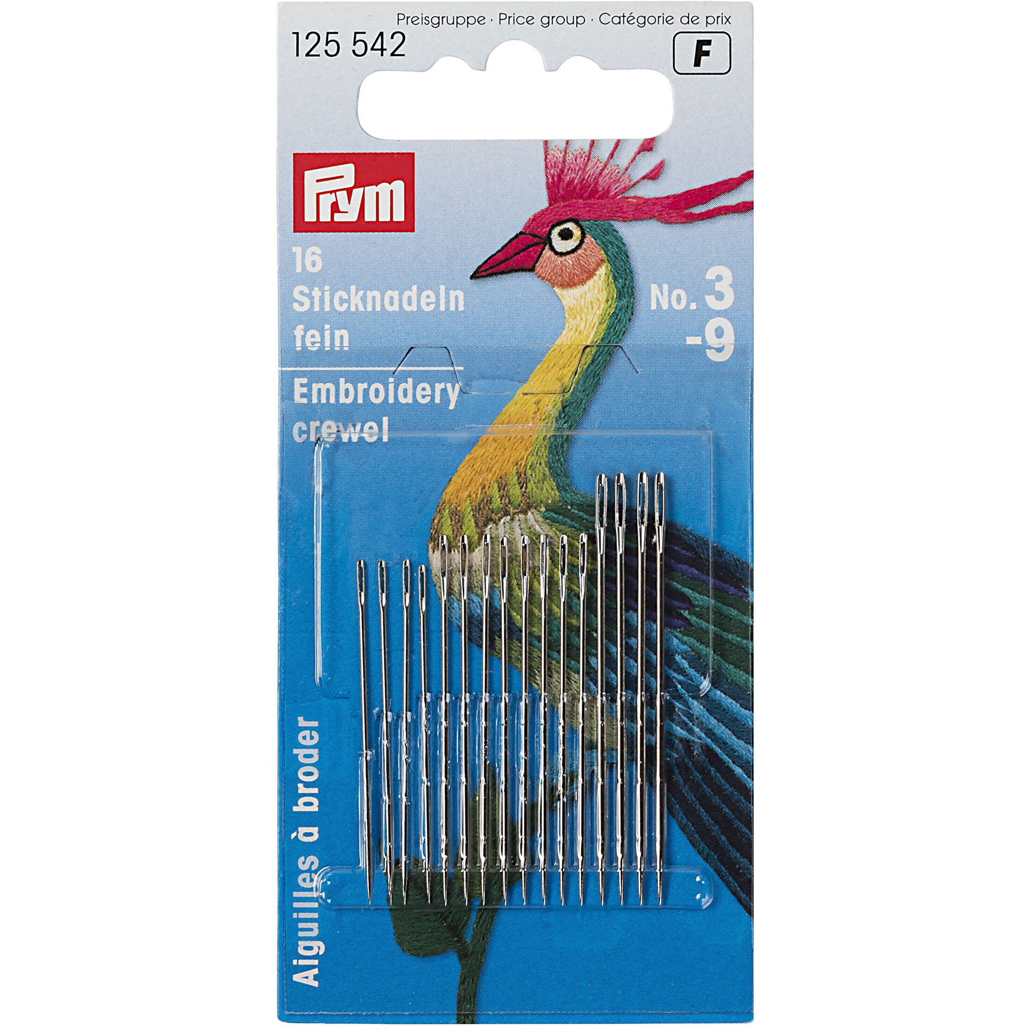 Prym 125542 Crewelnaalden fijn staal No. 3-9 ass. - Kaart