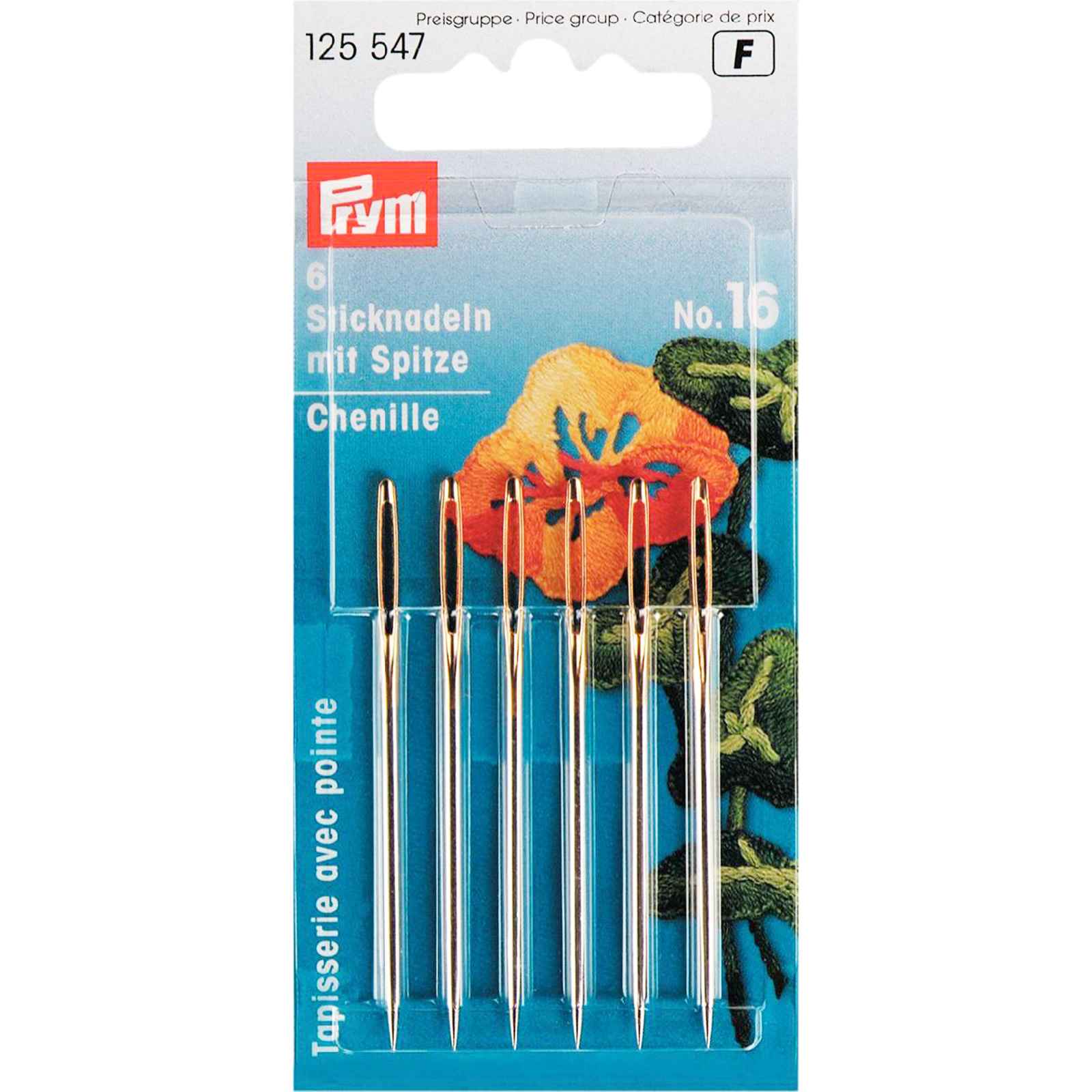 Prym 125547 Borduurnaalden met punt staal No. 16 1,60x55mm - Kaart