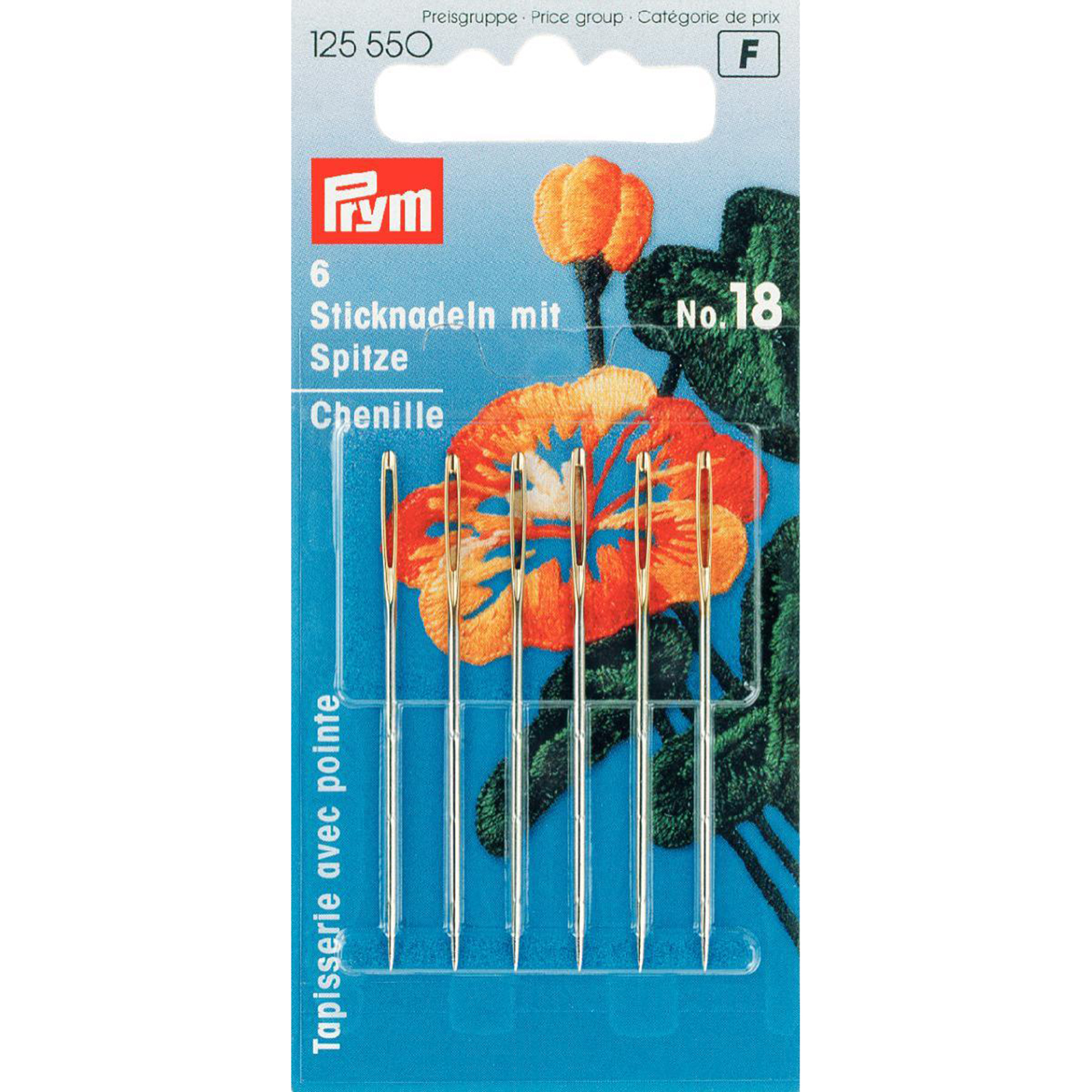 Prym 125550 Borduurnaalden met punt staal No. 18  1,20x50mm - Kaart