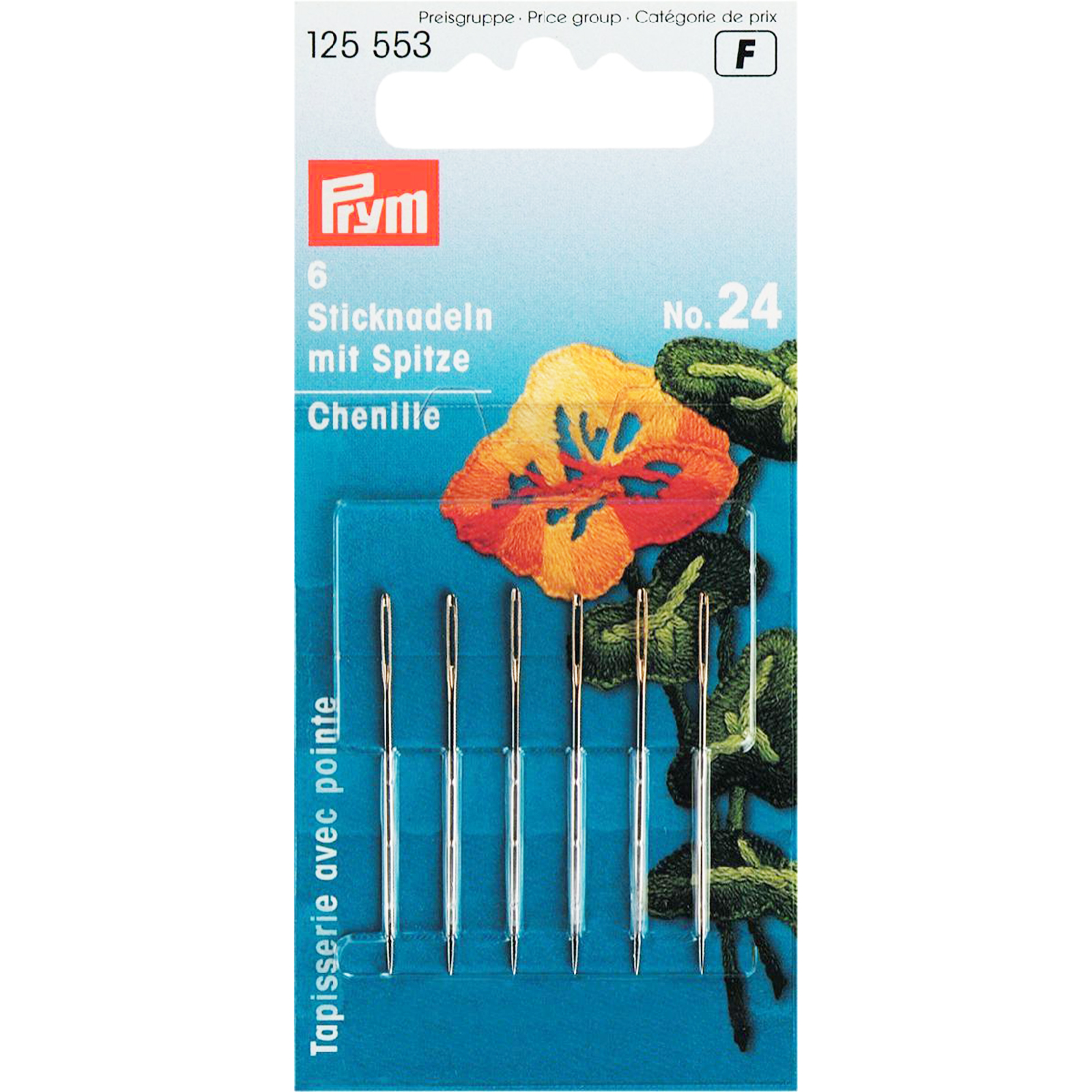 Prym 125553 Borduurnaalden met punt staal No. 24 0,80x37mm - Kaart