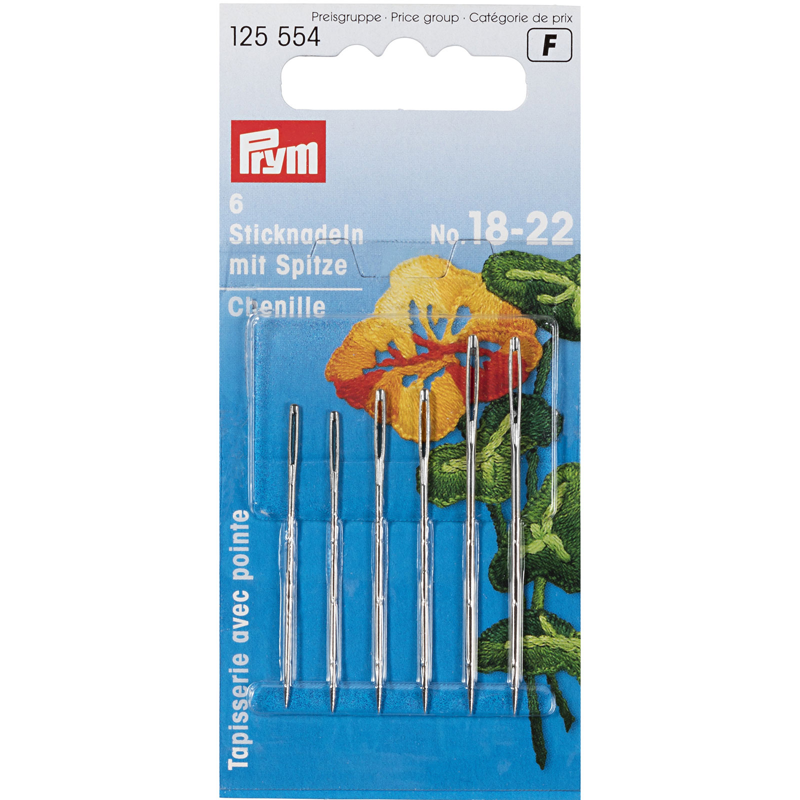 Prym 125554 Borduurnaalden met punt staal No. 18-22 assorti - Kaart