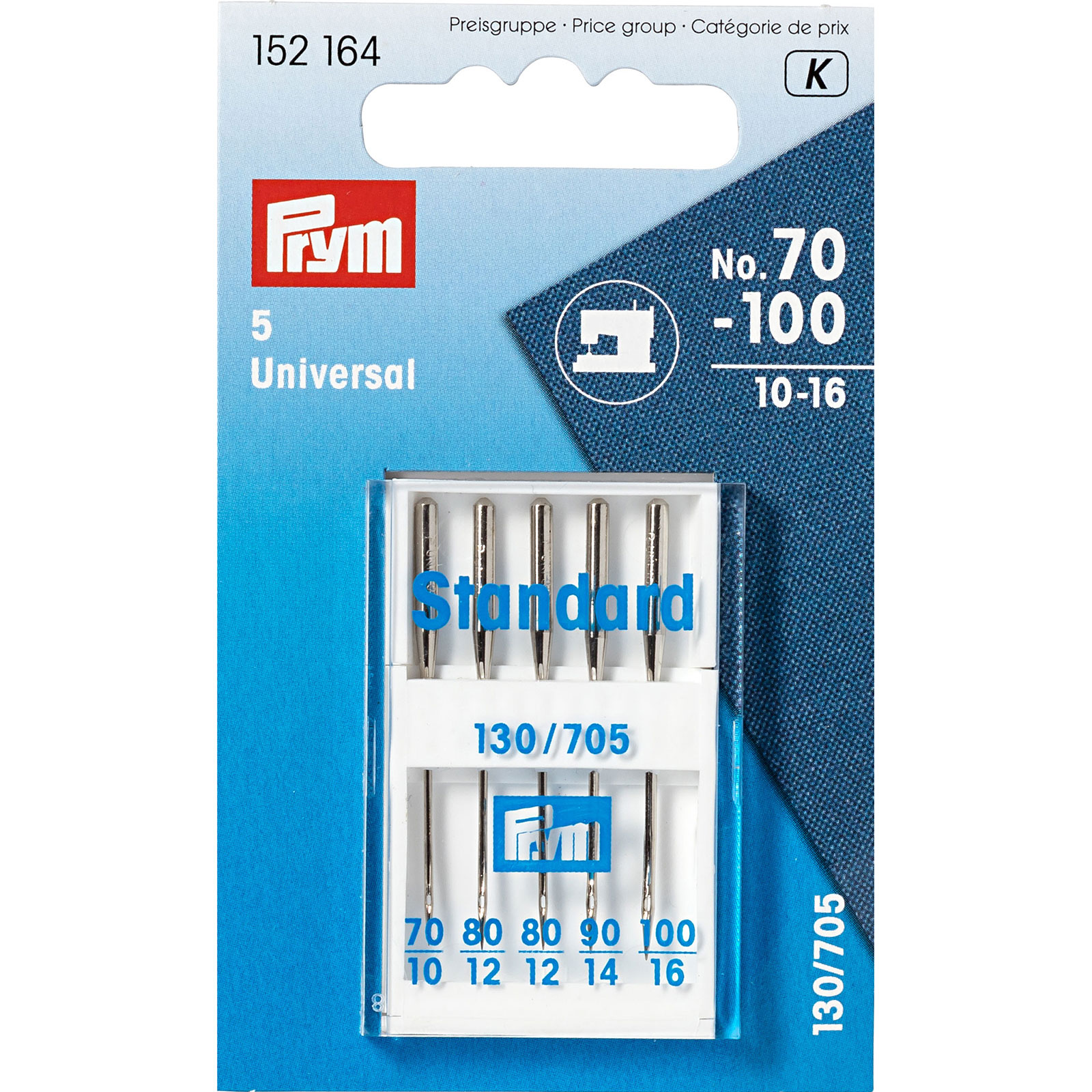 Prym 154164 Naaimachinenaalden Sys. 130/705H Standaard 70-100 - Kaart