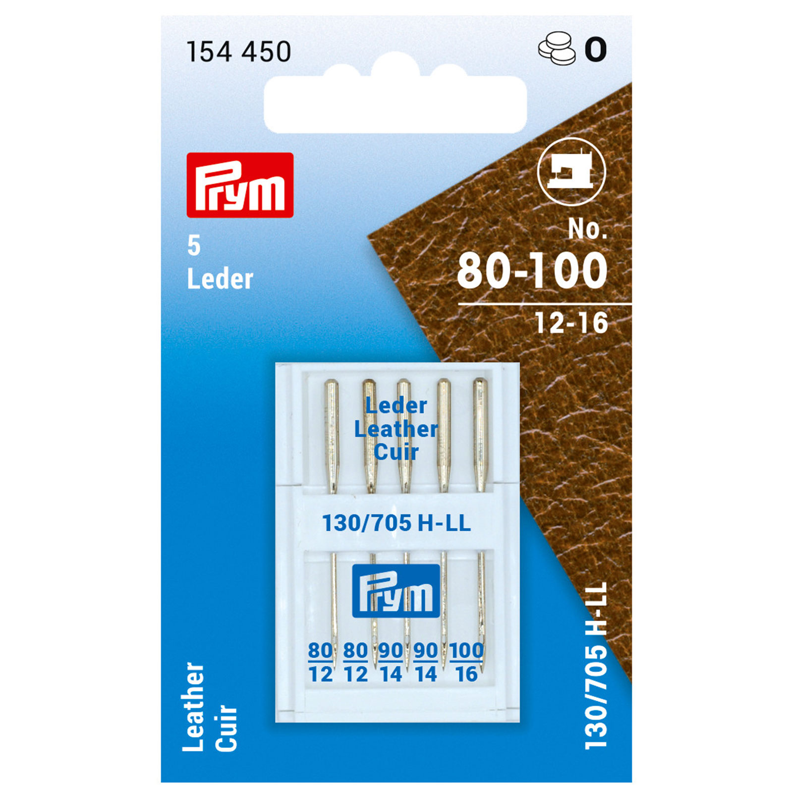 Prym 154450 Naaimachinenaalden Sys. 130/705H LL Leer 80-100 - Kaart