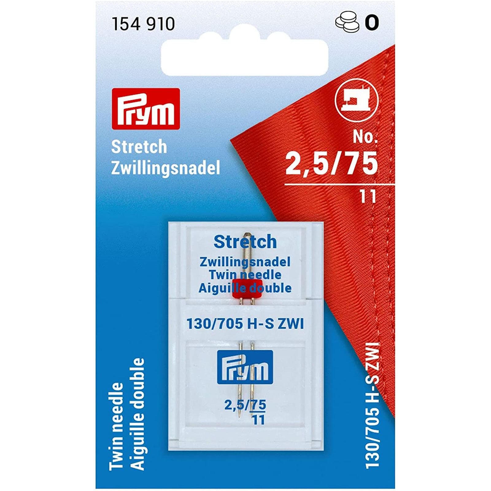 Prym 154910 Tweelingnaaimachinenaalden Sys. 130/705H-S STRETCH 75/2,5 - Kaart