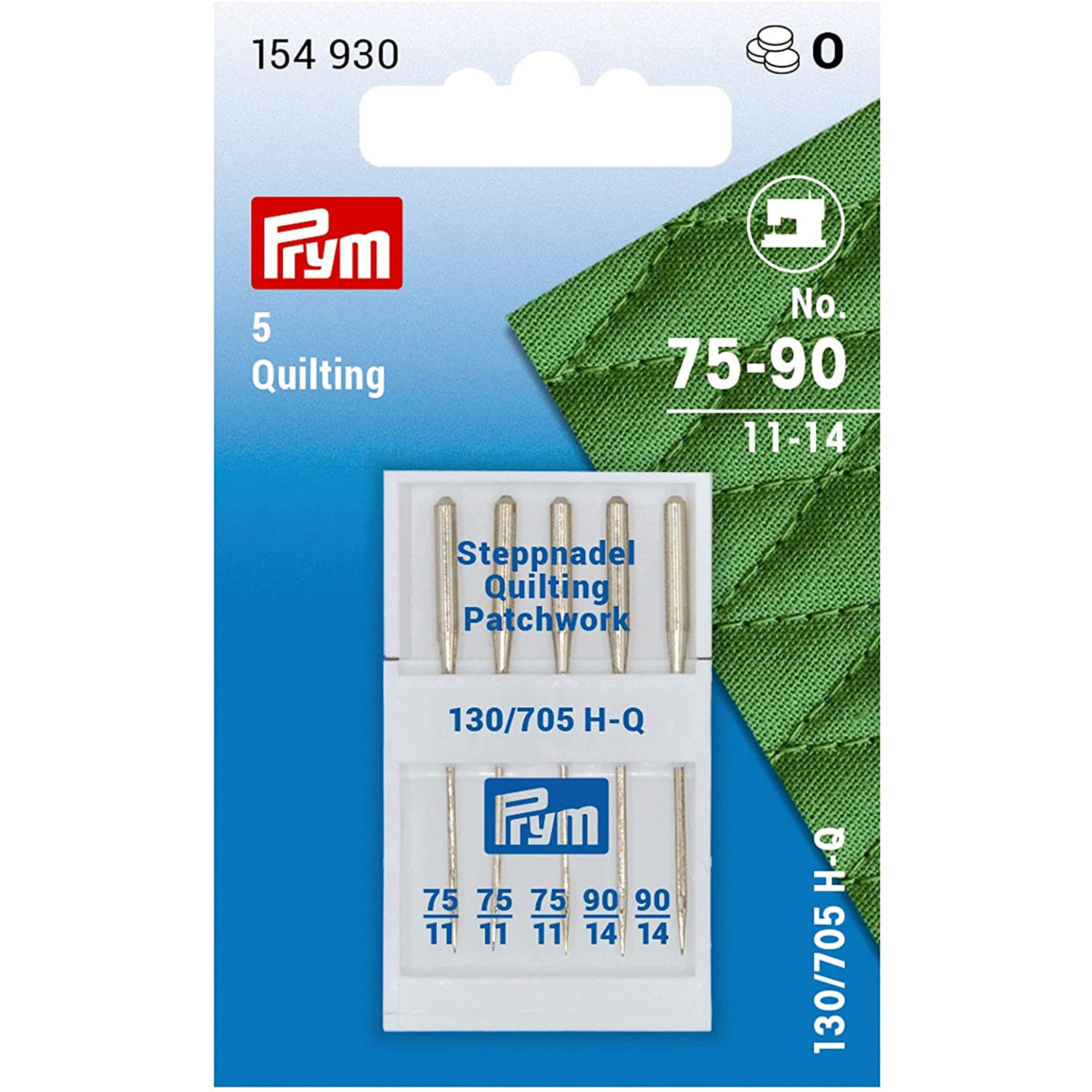 Prym 154930 Naaimachinenaalden Sys. 130/705H-Q QUILTING 75-90 - Kaart