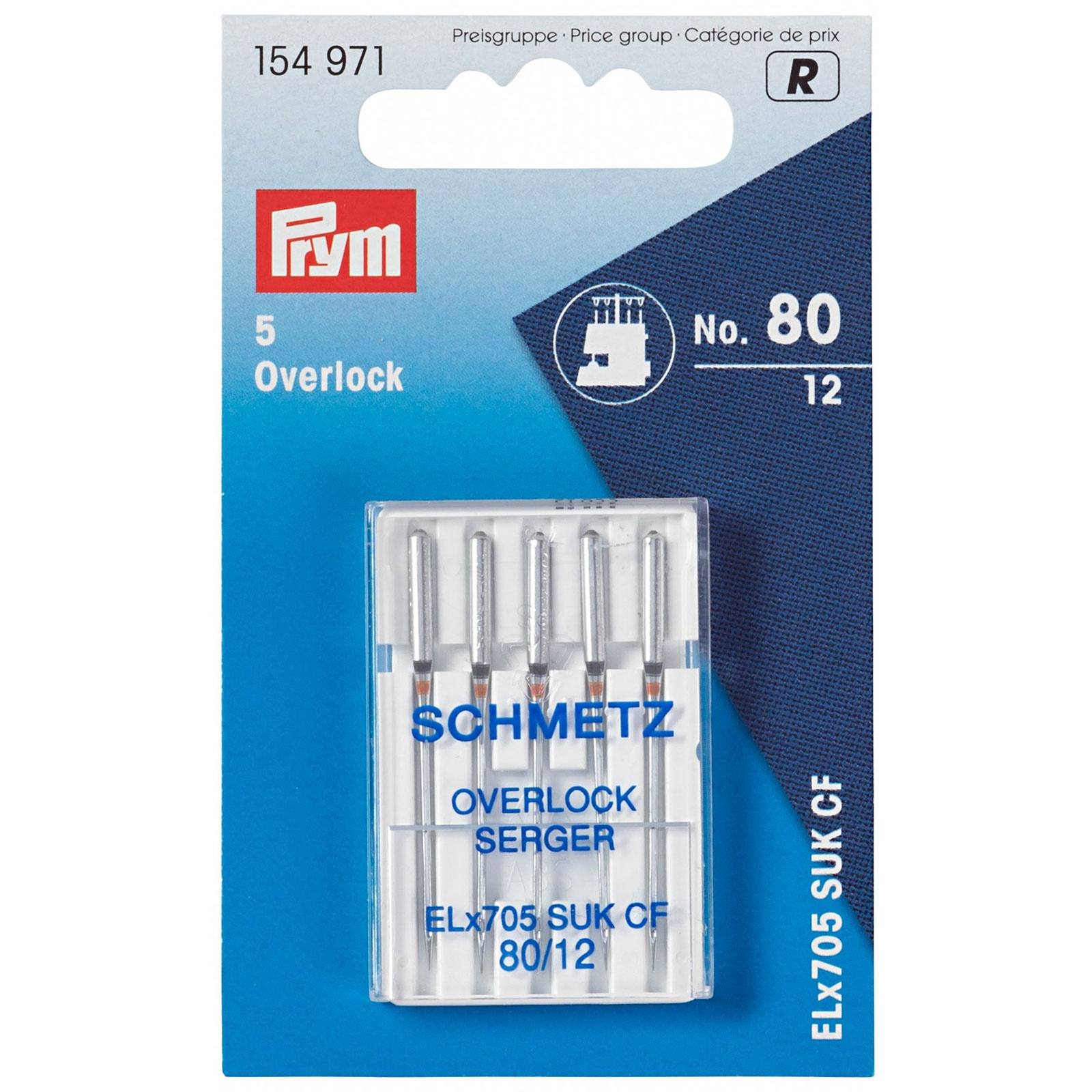 Prym 154971 Naaimachinenaalden OverlockELx705 SUK CF 80 - Kaart