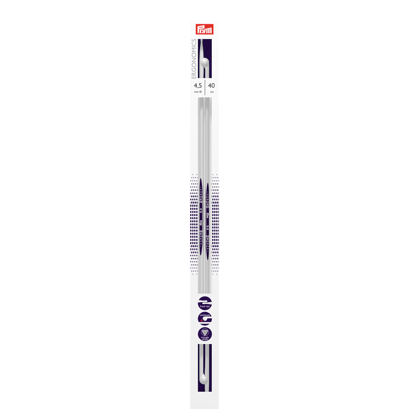 Prym 190405 Breinaalden met knop Ergonomics 40 cm 4,50 mm - Kaart