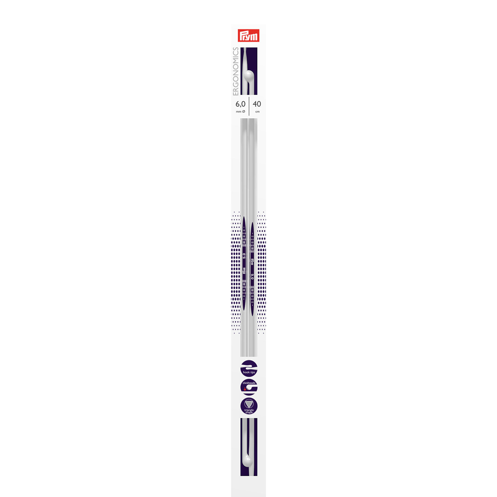 Prym 190409 Breinaalden met knop Ergonomics 40 cm 6,00 mm - Kaart