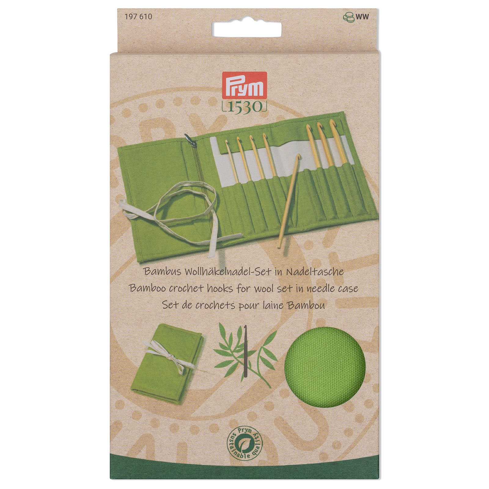 Prym 197610 Haaknaaldenset Bamboe groen 3,5-8mm - SET