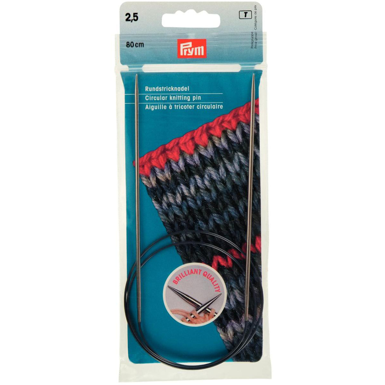 Prym 212114 Rondbreinaald MS zilverkleurig 80 cm 2,50 mm - Kaart
