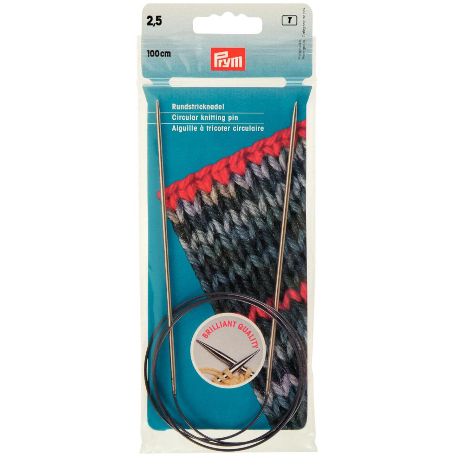 Prym 212116 Rondbreinaald MS zilverkleurig 100 cm 2,50 mm - Kaart