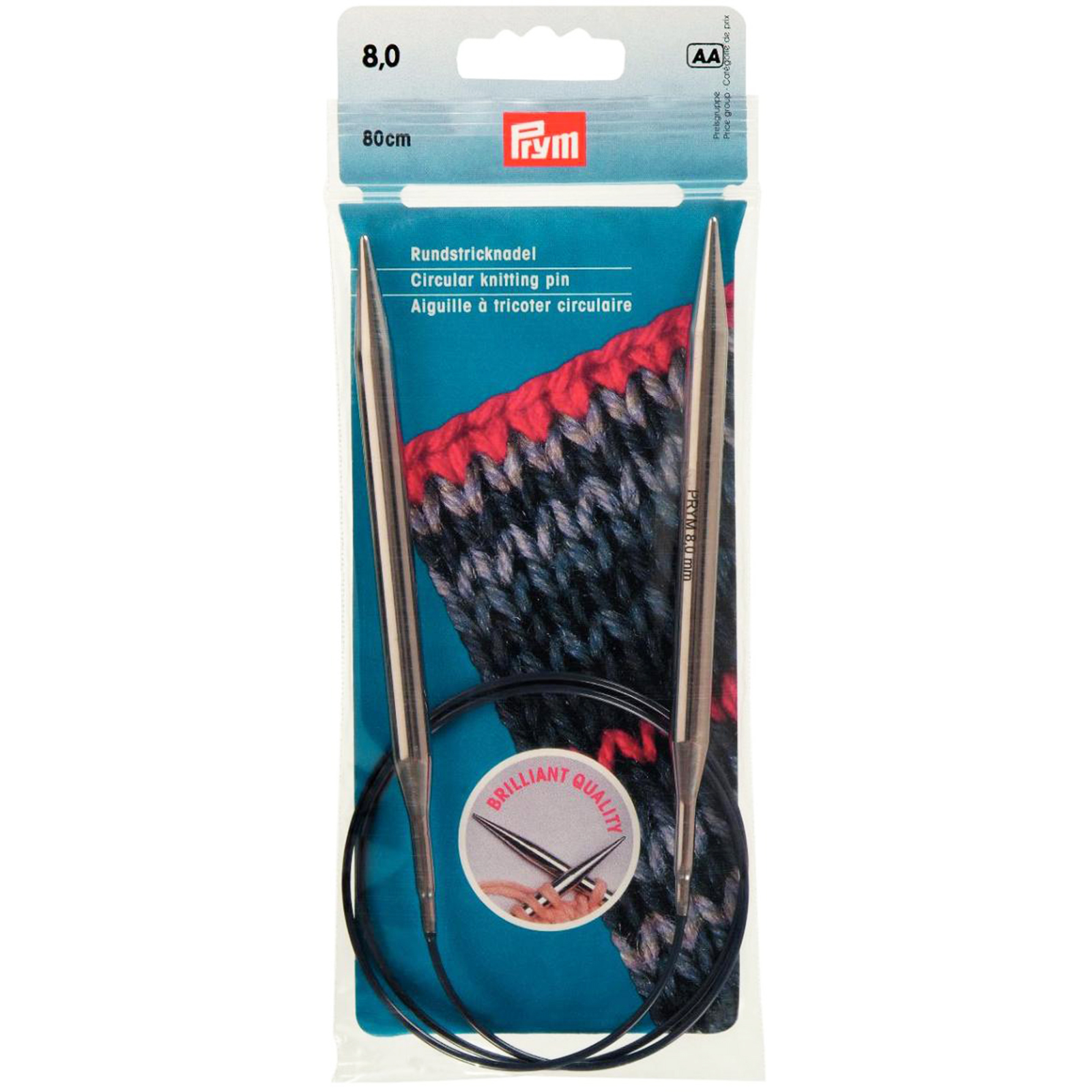 Prym 212214 Rondbreinaald MS zilverkleurig 80 cm 8,00 mm - STUK