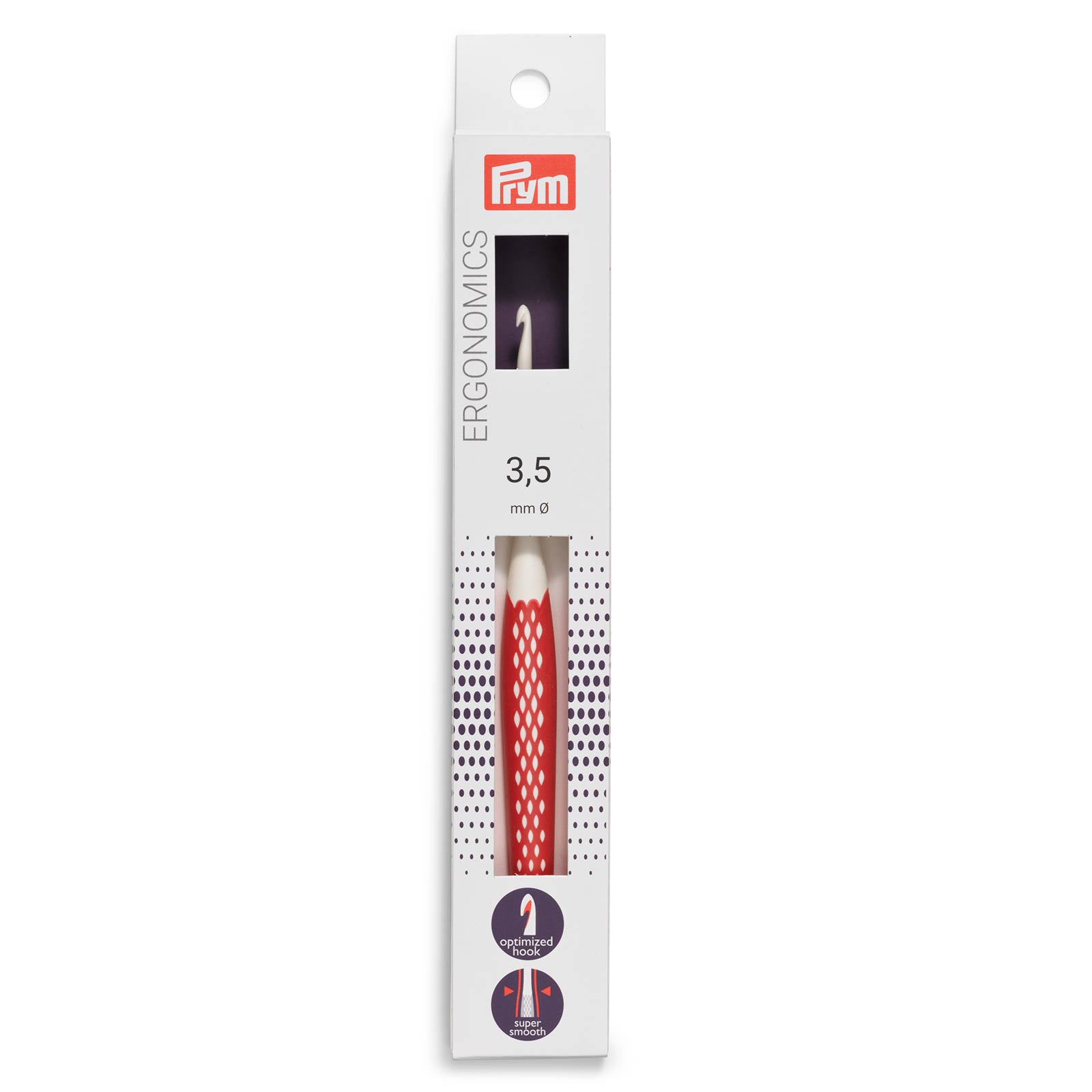 Prym 218484 Wolhaaknaald KST ergonomisch 3,5 mm 16 cm rood - Kaart