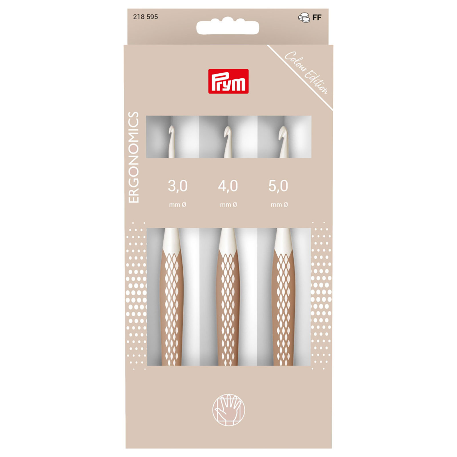 Prym 218595 Wolhaaknaalden ergo. set taupe 3,4,5mm - Kaart