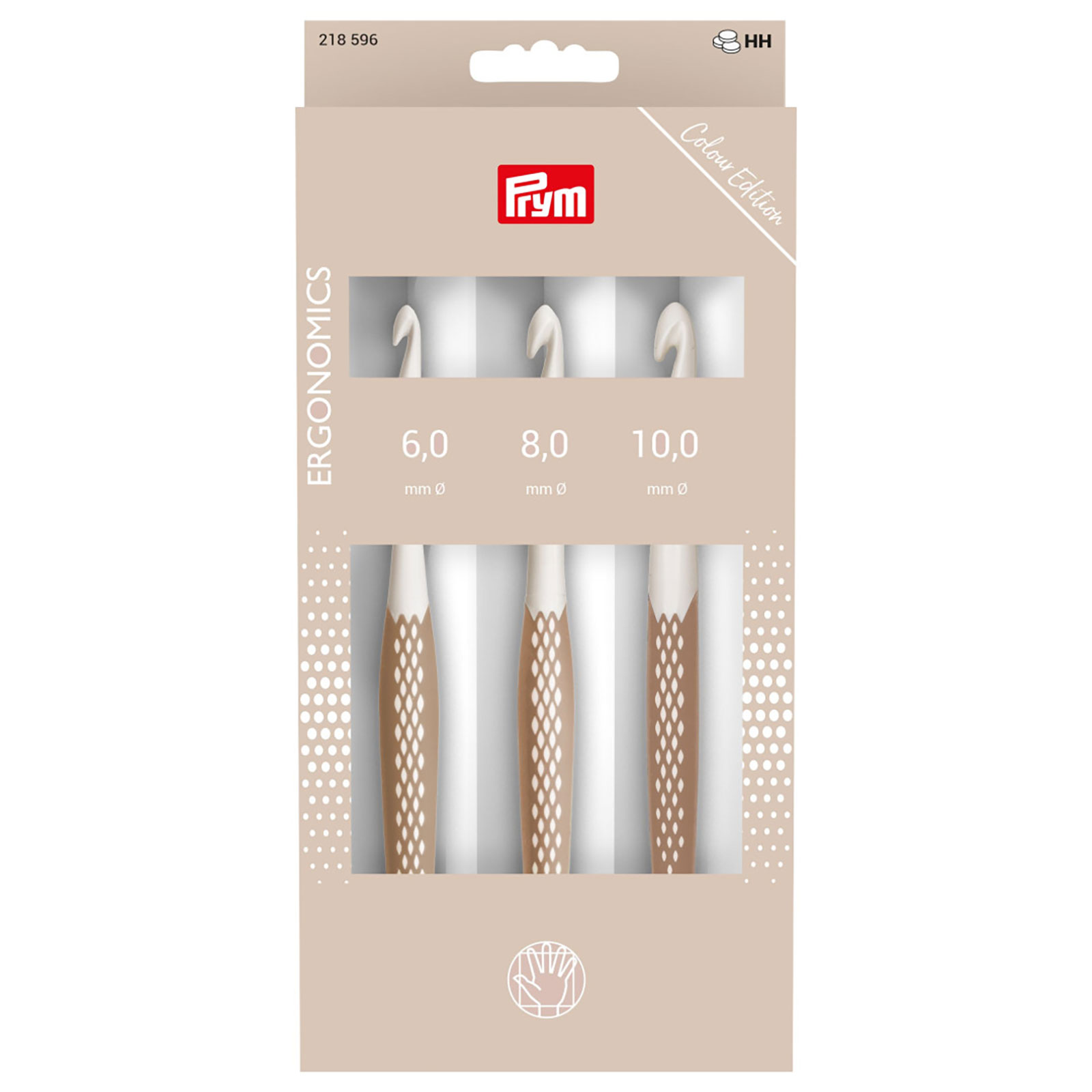 Prym 218596 Wolhaaknaalden ergo. set taupe 6,8,10mm - Kaart
