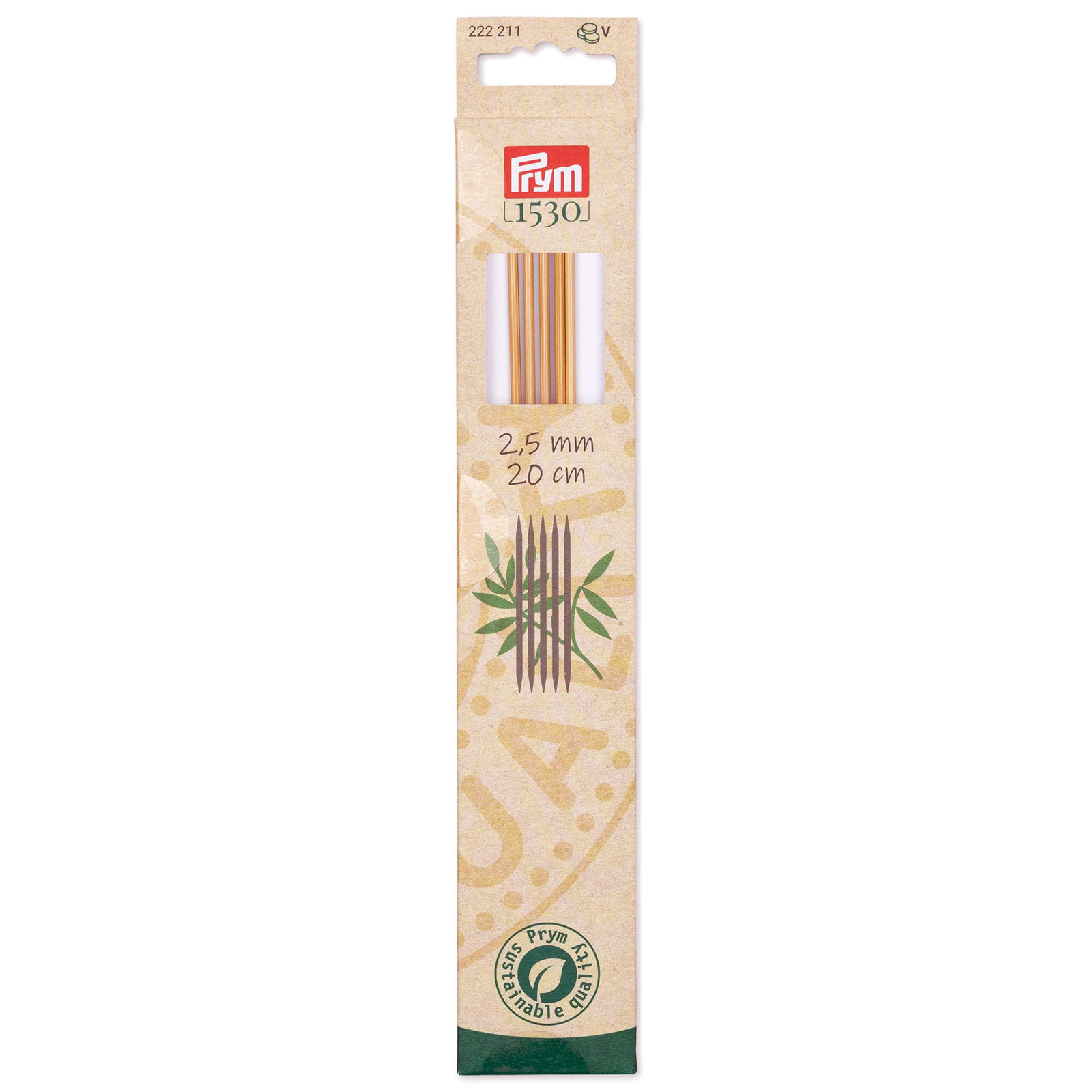 Prym 222211 Kousenbreinaalden Bamboe 20cm 2.5mm - Kaart