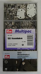 Prym 265820 Broekhaken en -staafjes m. afdekplaatje ST 13 mm zilverkleurig - Doos