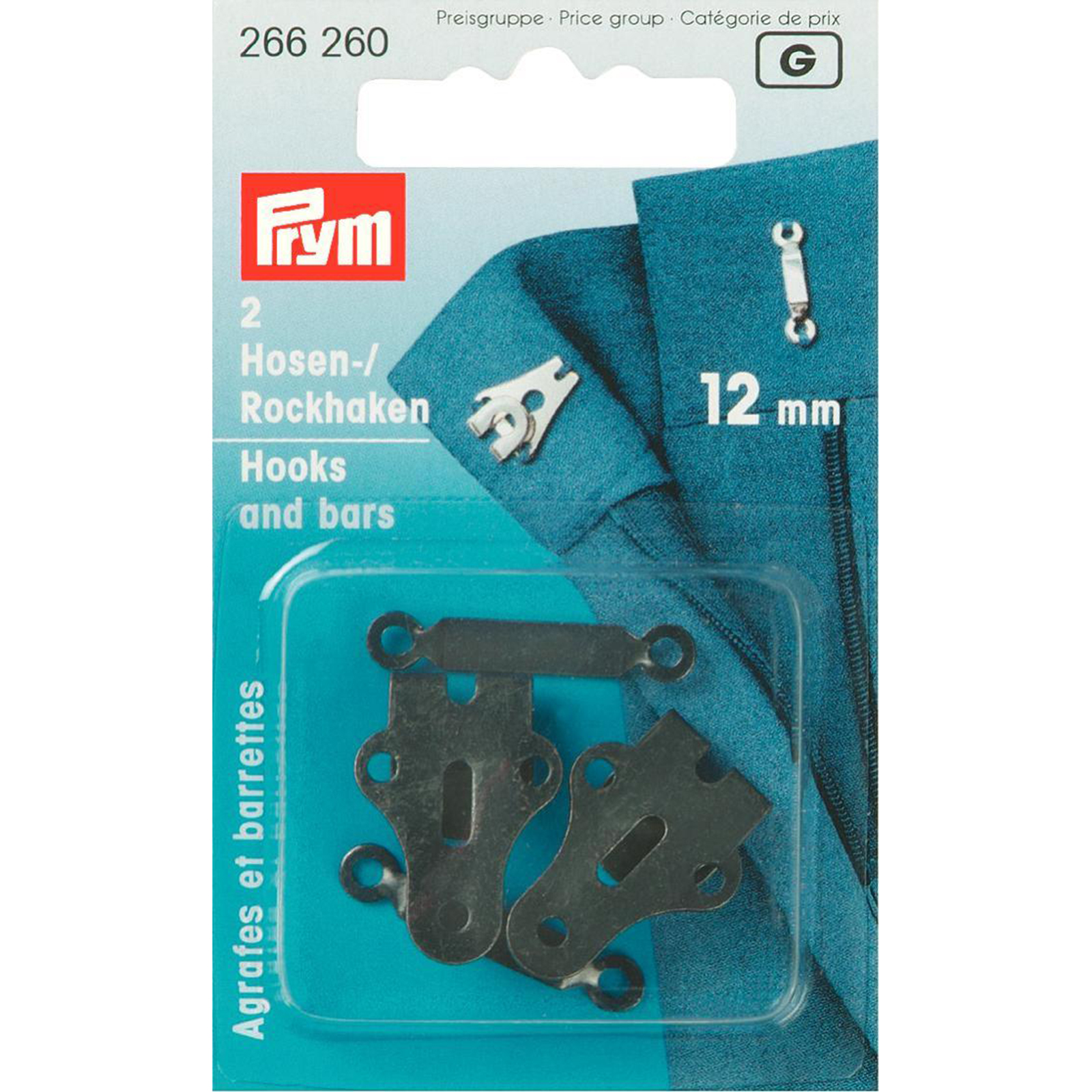 Prym 266260 Broek -en rokhaken met staafjes ST 12 mm zwart - Kaart