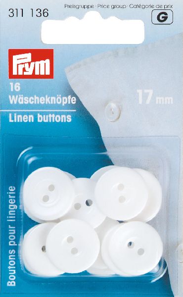 Prym 311136 Linnen knopen KST 17 mm wit - Kaart