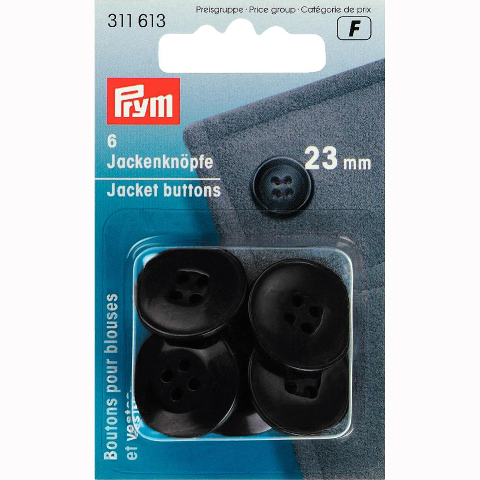 Prym 311610 Knopen voor jacks 23 mm zwart - Kaart