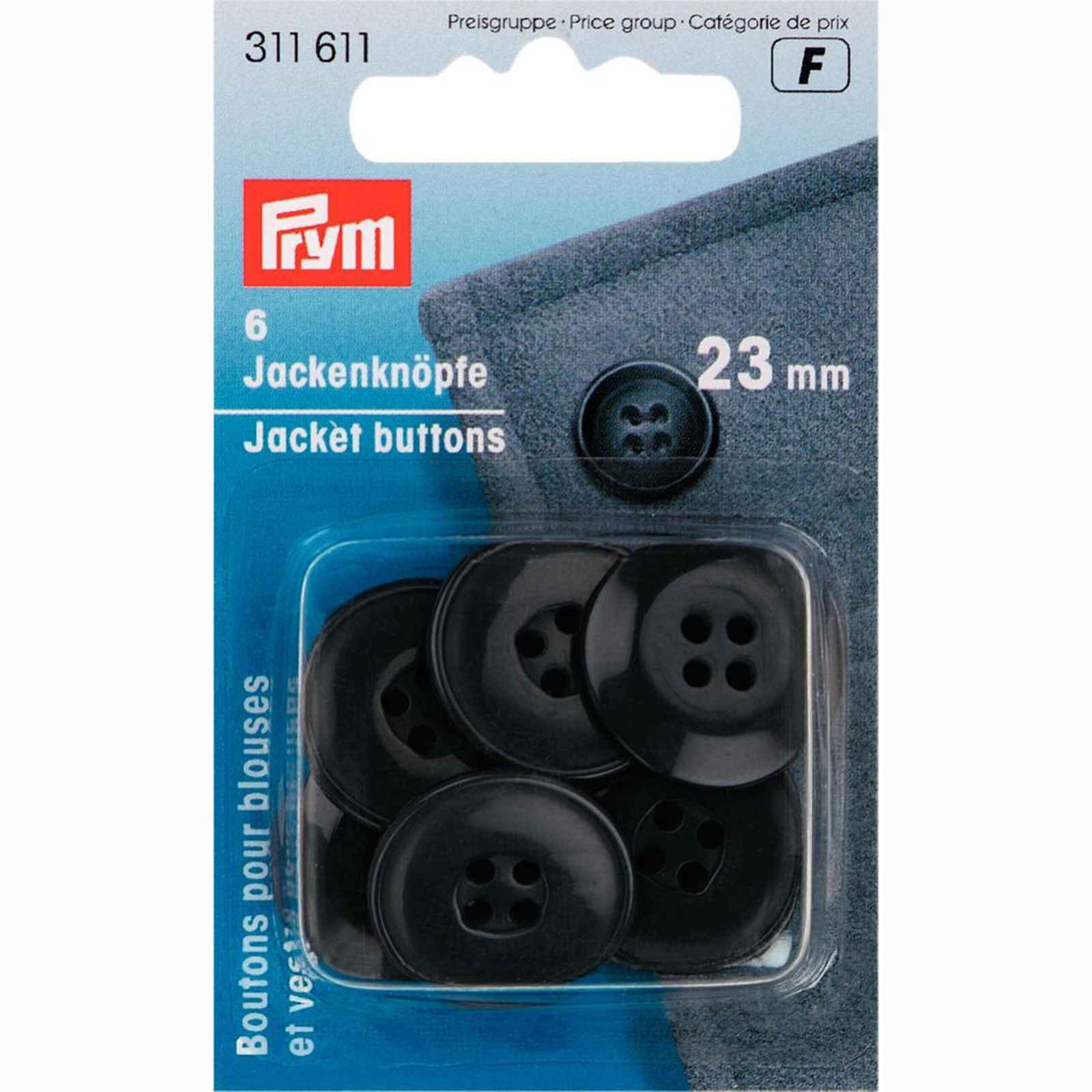 Prym 311611 Knopen voor jacks 23 mm donkergrijs - Kaart