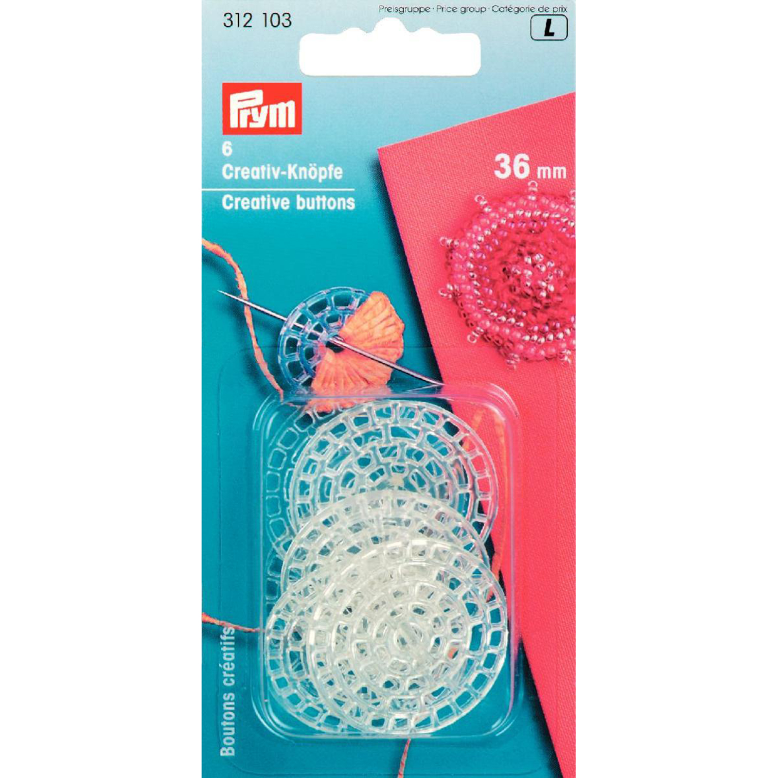 Prym 312103 Creatiefknopen KST 36 mm transparant - Kaart