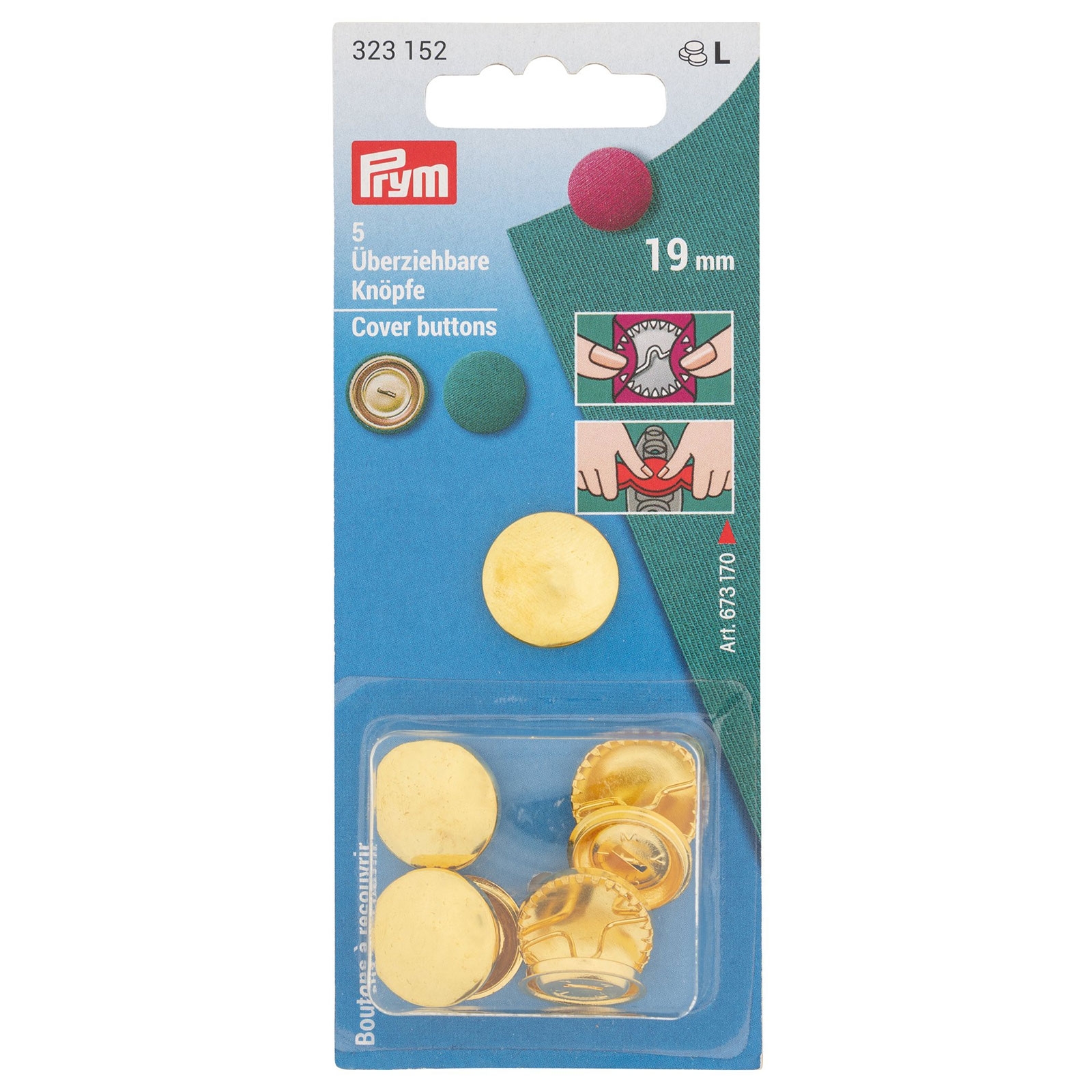 Prym 323152 Stofknopen MS zonder matrijs 19 mm zilverkleurig - Kaart