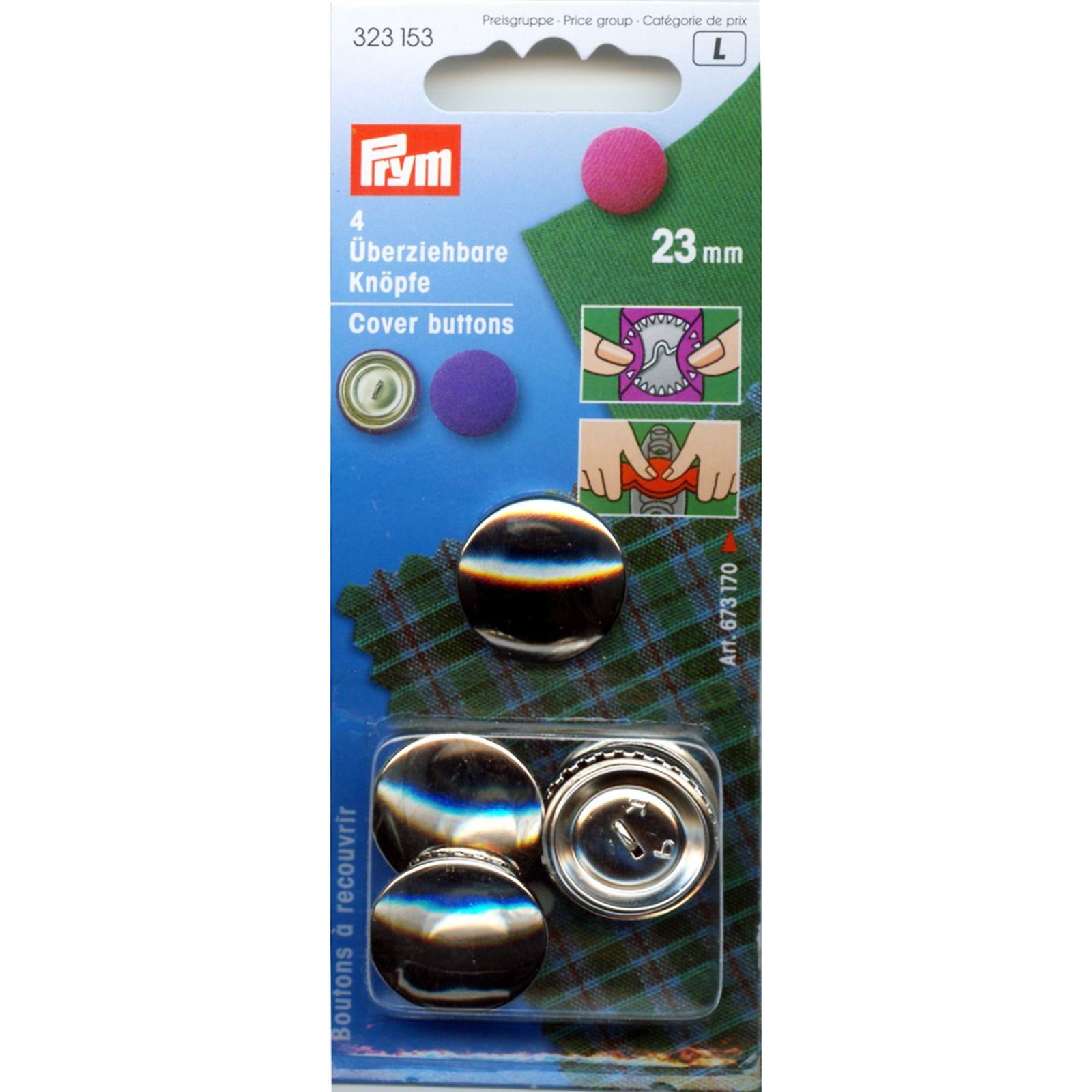 Prym 323153 Stofknopen MS zonder matrijs 23 mm zilverkleurig - Kaart