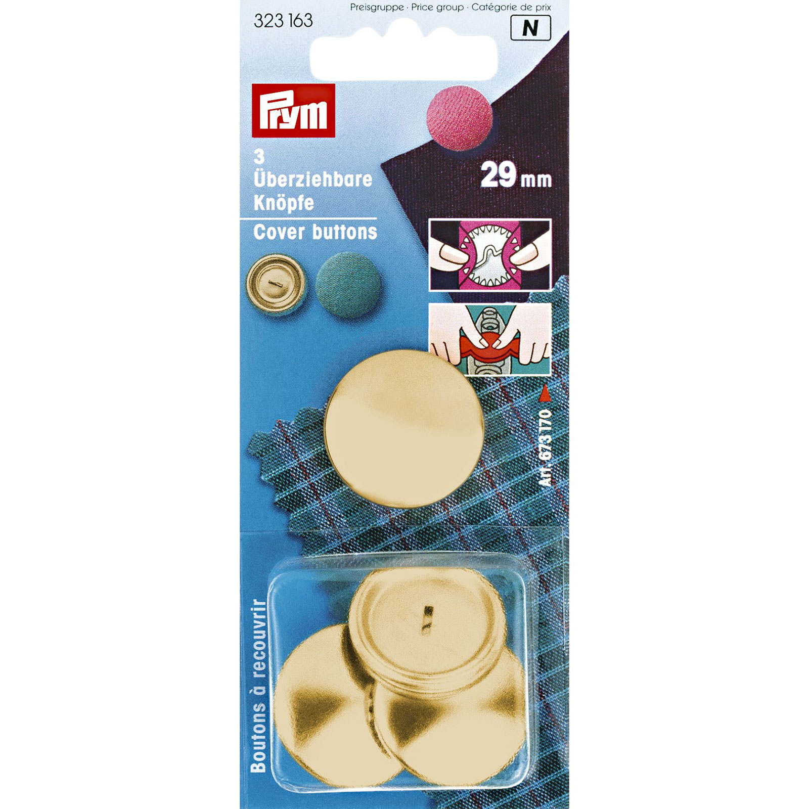 Prym 323163 Stofknopen MS zonder matrijs 29 mm goudkleurig - Kaart