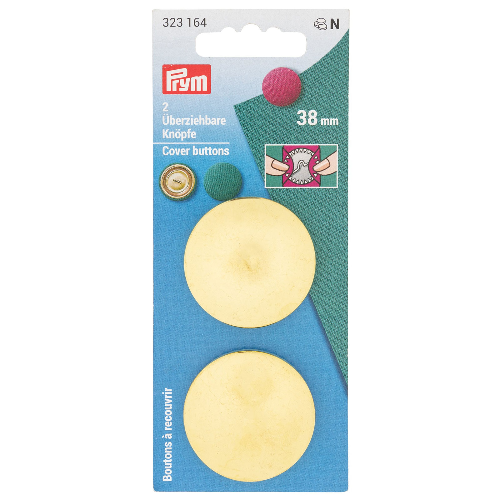Prym 323164 Stofknopen MS zonder matrijs 38 mm goudkleurig - Kaart