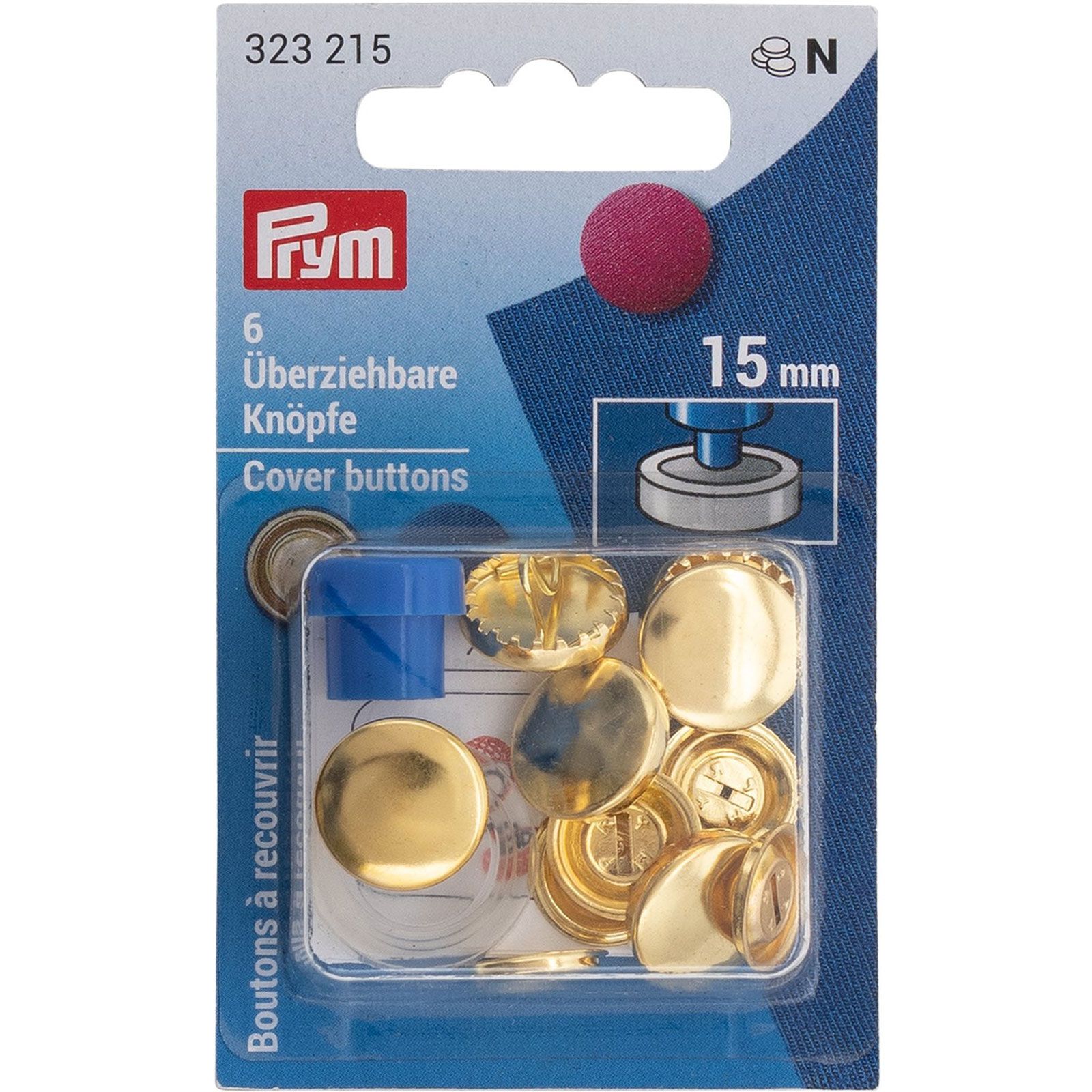 Prym 323215 Stofknopen MS met matrijs 15 mm zilverkleurig - Kaart