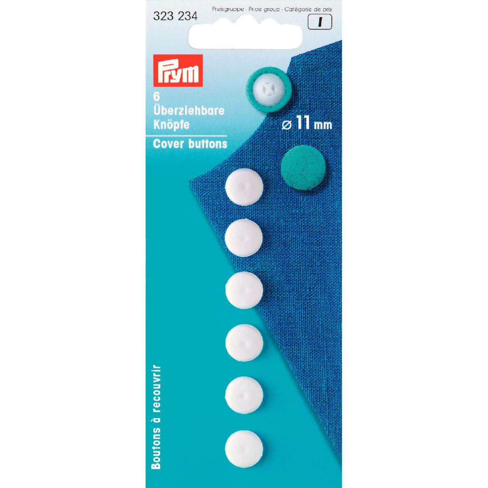 Prym 323234 Stofknopen KST 11 mm wit - Kaart