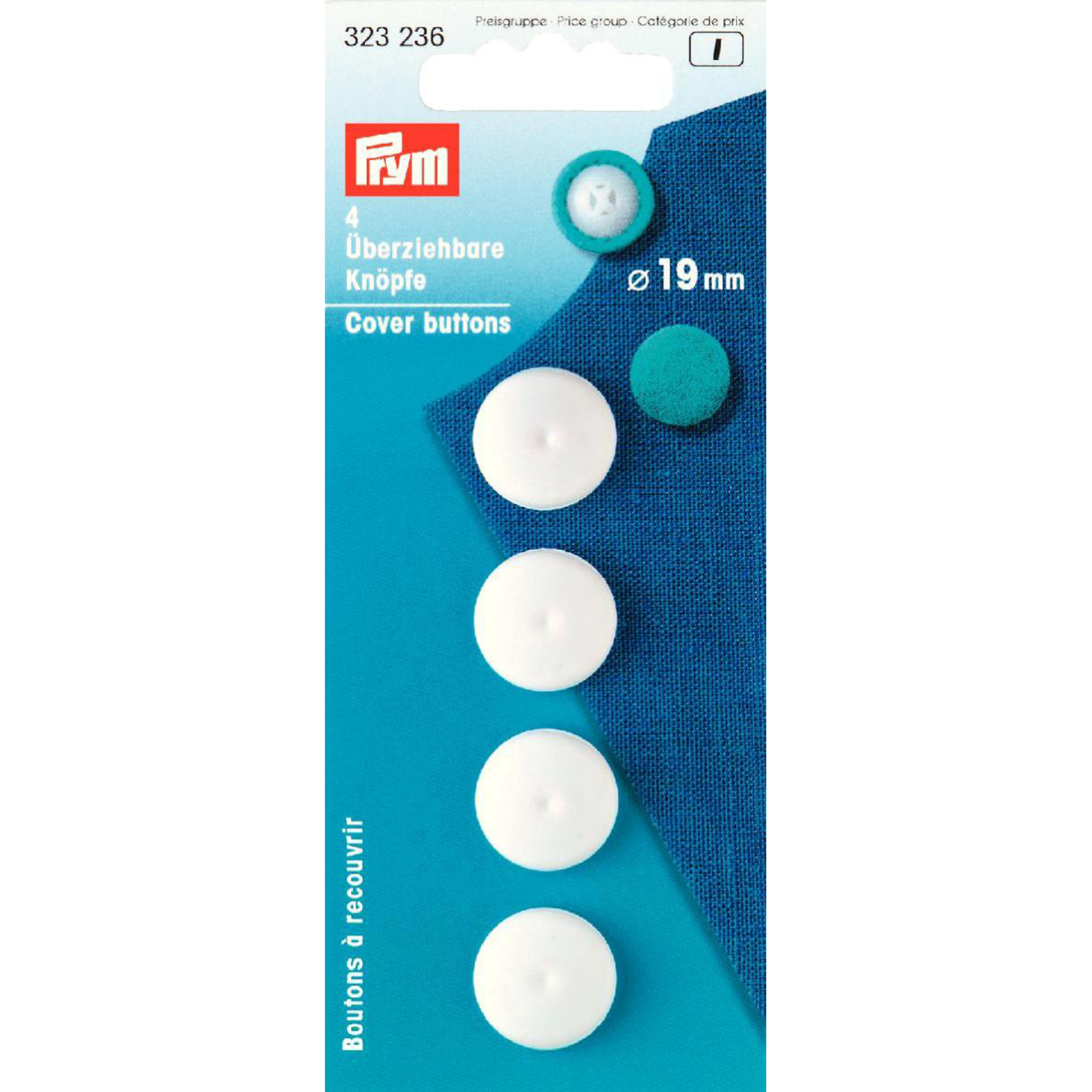 Prym 323236 Stofknopen KST 19 mm wit - Kaart