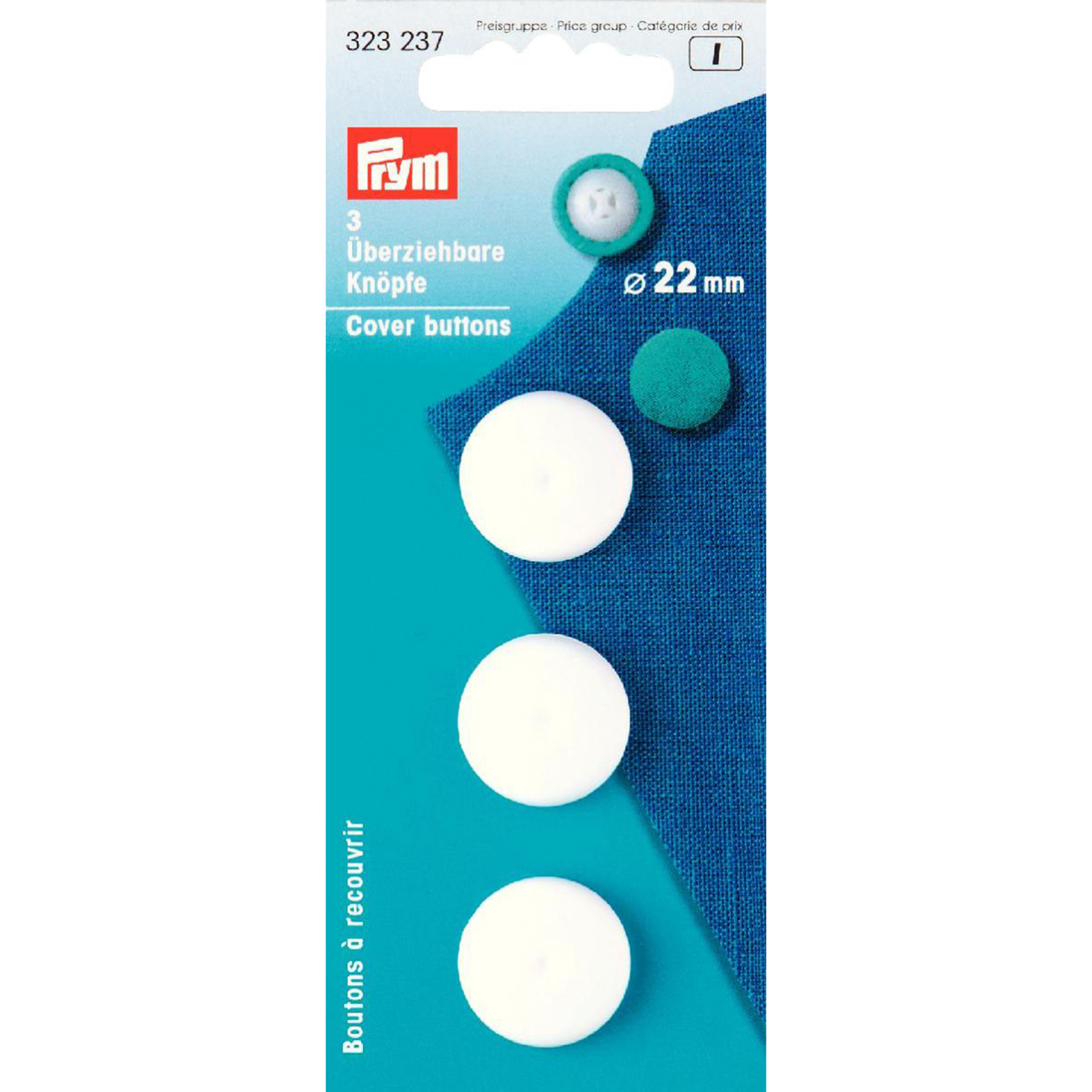 Prym 323237 Stofknopen KST 22 mm wit - Kaart