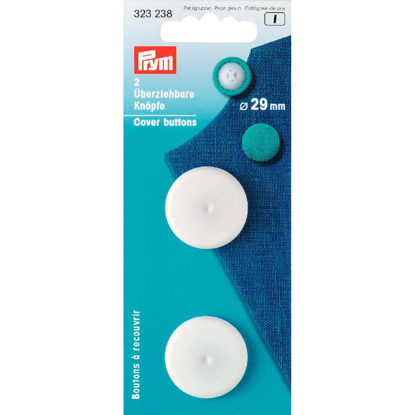 Prym 323238 Stofknopen KST 29 mm wit - Kaart