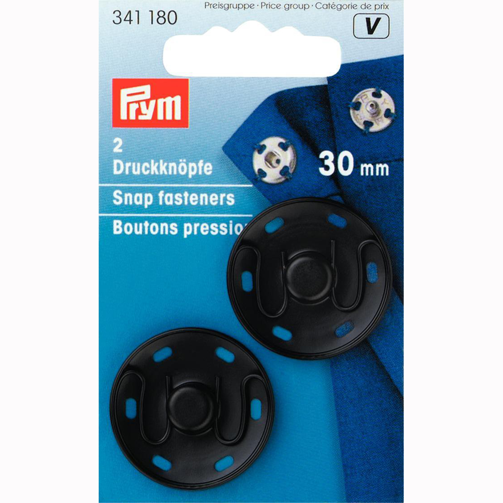 Prym 341180 Aannaaidrukknopen MS 30 mm zwart - Kaart