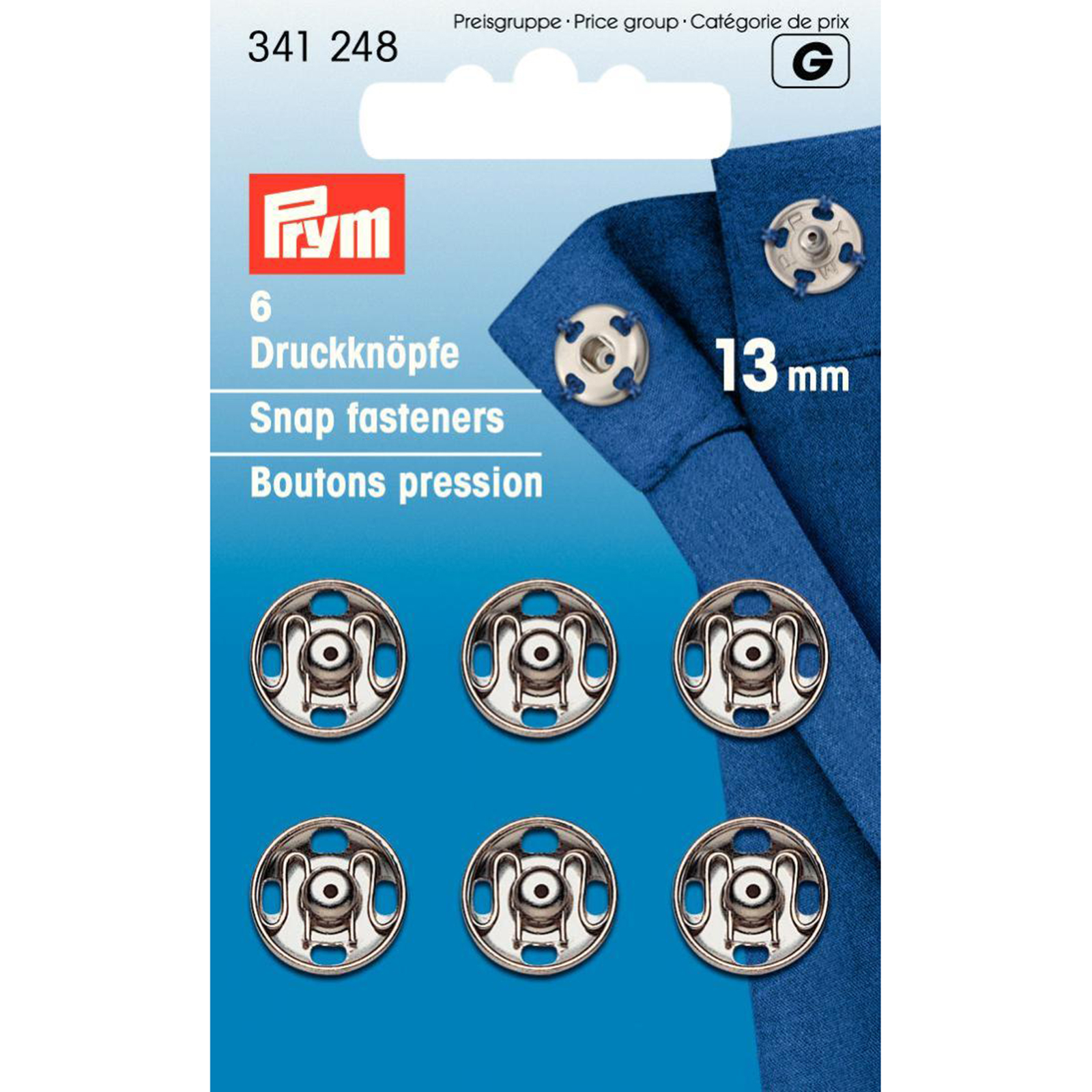 Prym 341248 Aannaaidrukknopen MS 13 mm zilverkleurig - Kaart
