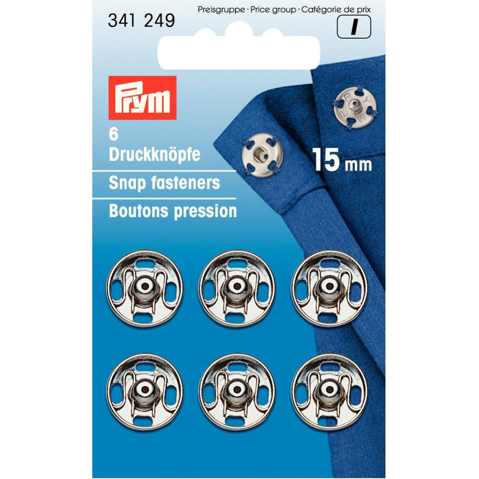 Prym 341249 Aannaaidrukknopen MS 15 mm zilverkleurig - Kaart