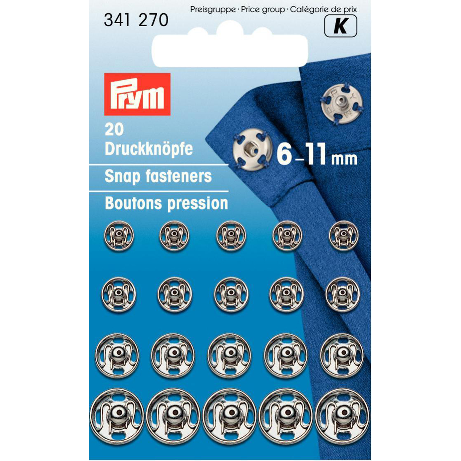 Prym 341270 Aannaaidrukknopen MS 6-11 mm ass. zilverkleurig - Kaart