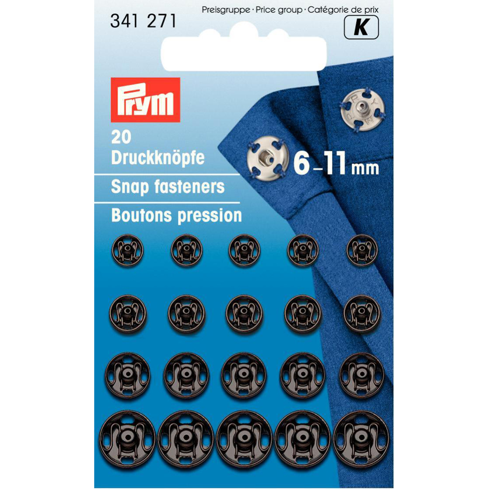 Prym 341271 Aannaaidrukknopen MS 6-11 mm ass. zwart - Kaart