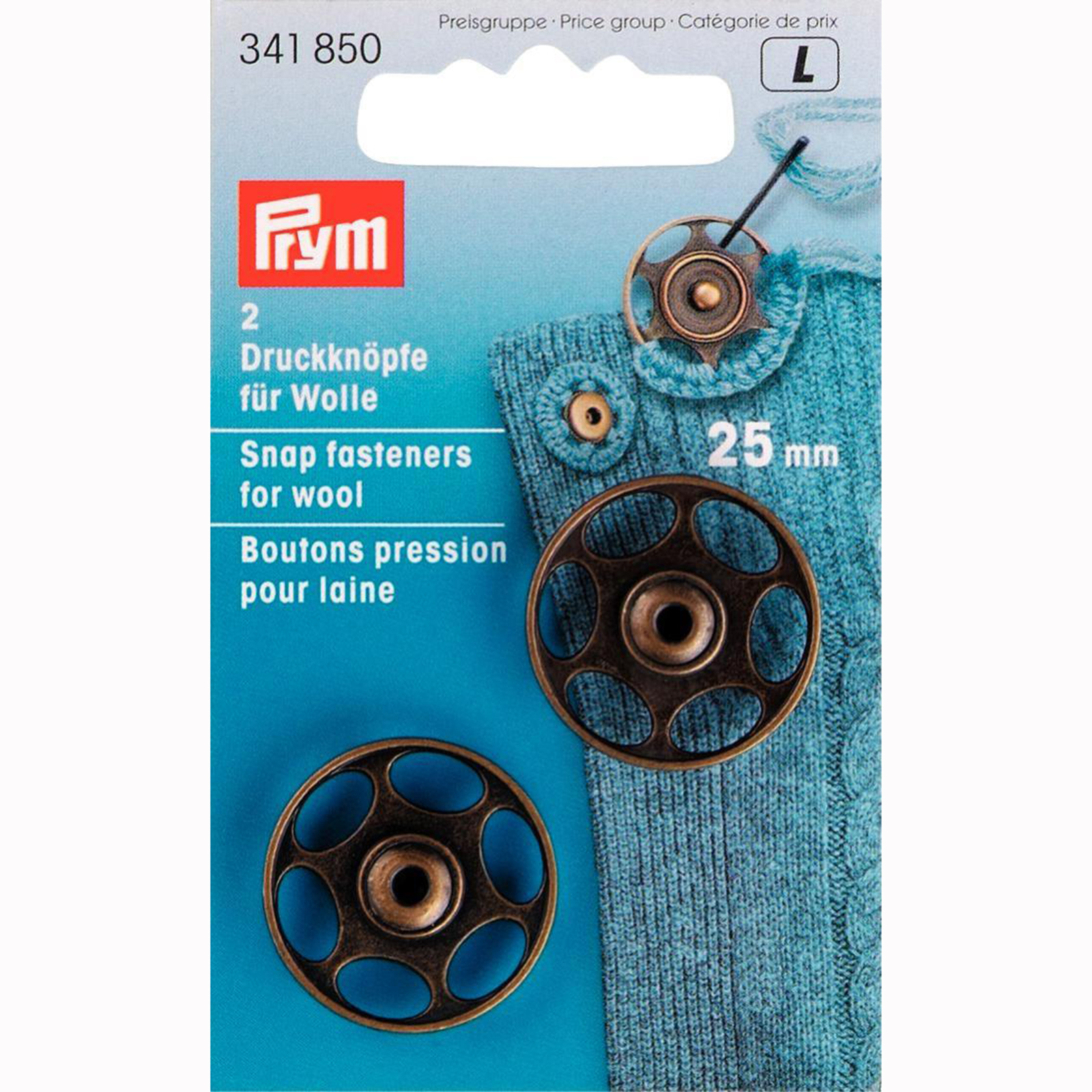 Prym 341850 Aannaaidrukknopen v. wol 25 mm oudmessing - Kaart