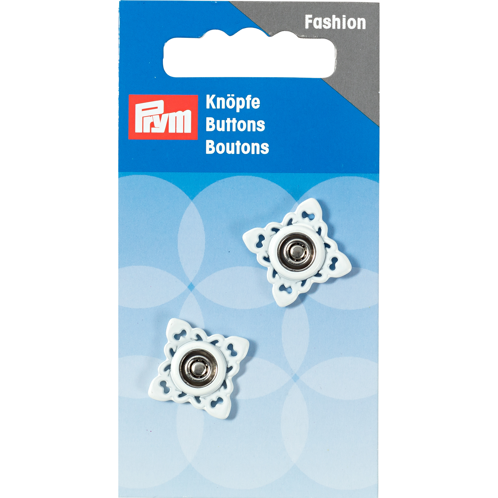 Prym 341934 Aannaaidrukknopen kwadrat. 21 mm wit - Kaart