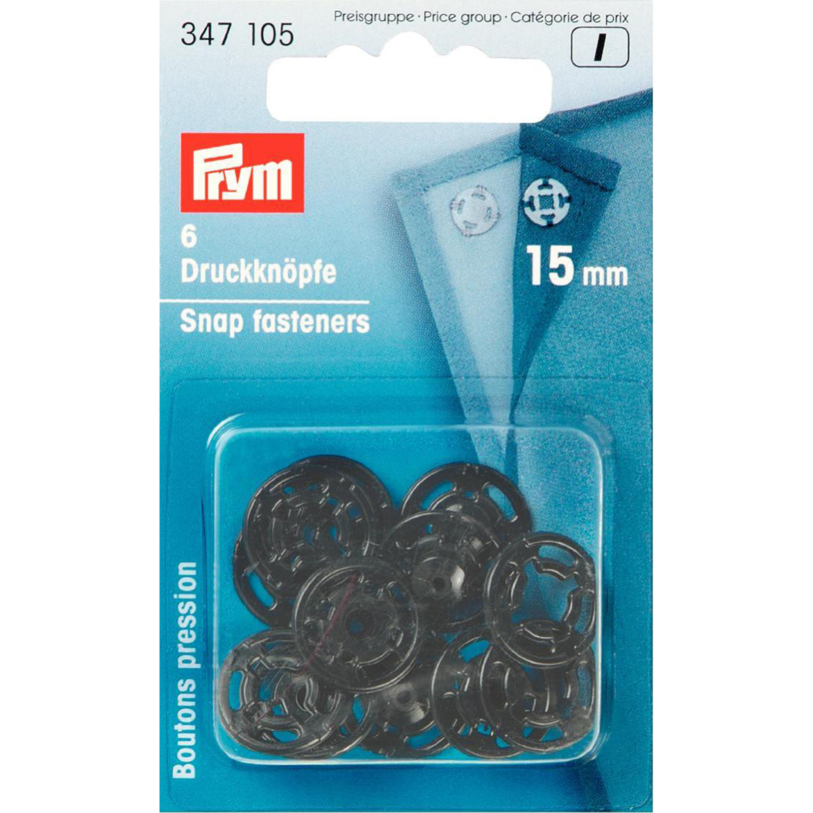 Prym 347105 Aannaaidrukknopen KST rond 15 mm zwart - Kaart