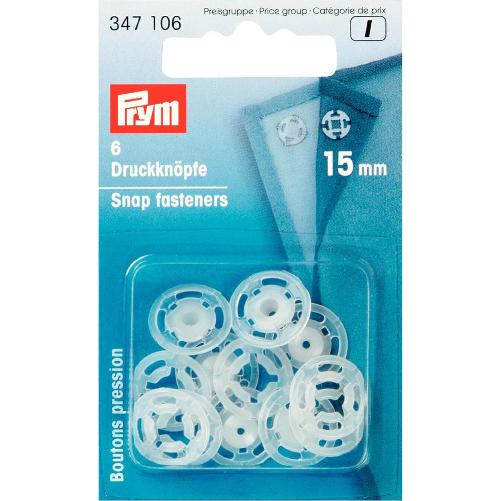 Prym 347106 Aannaaidrukknopen KST rond 15 mm transparant - Kaart