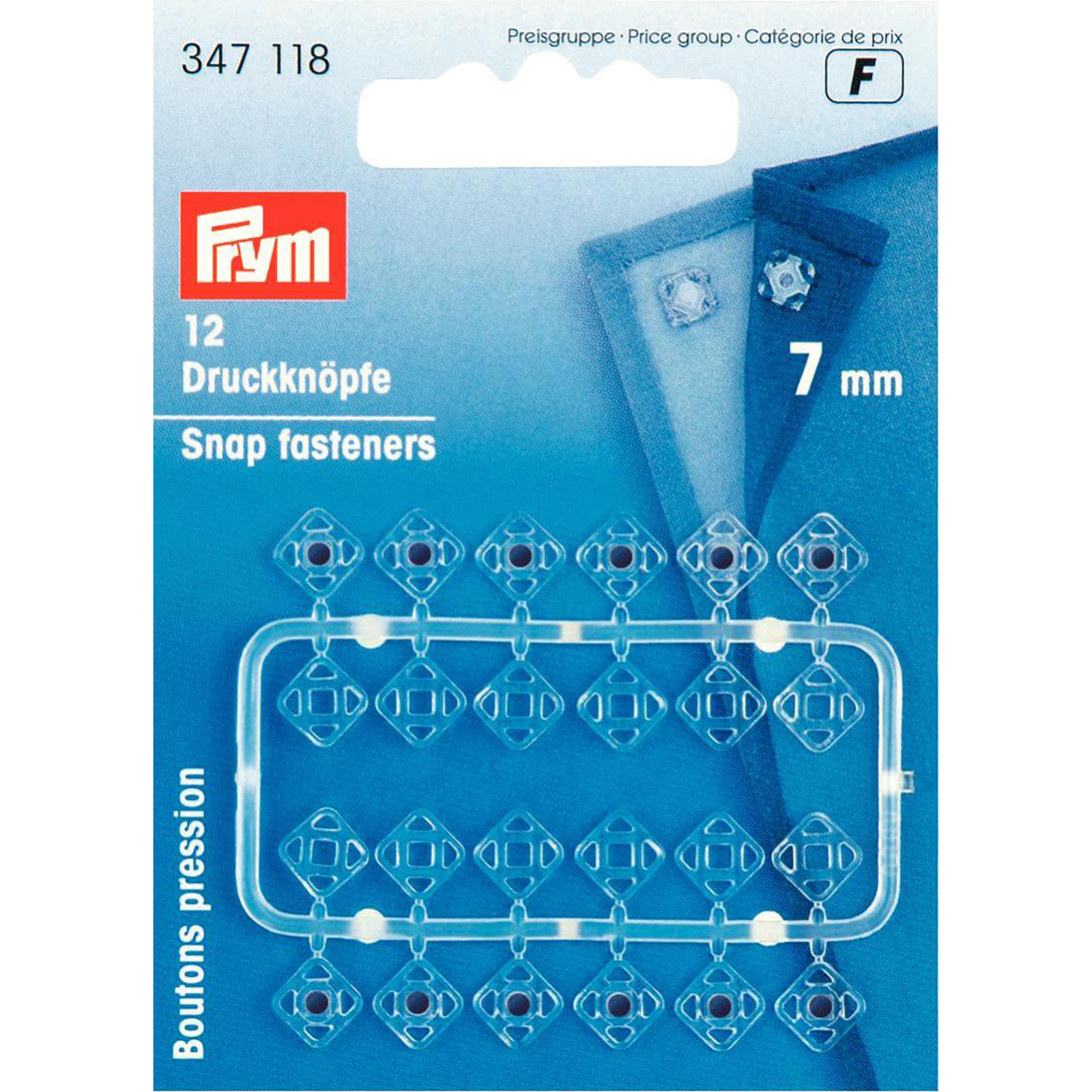 Prym 347118 Aannaaidrukknopen KST vierkant 7 mm transparant - Kaart