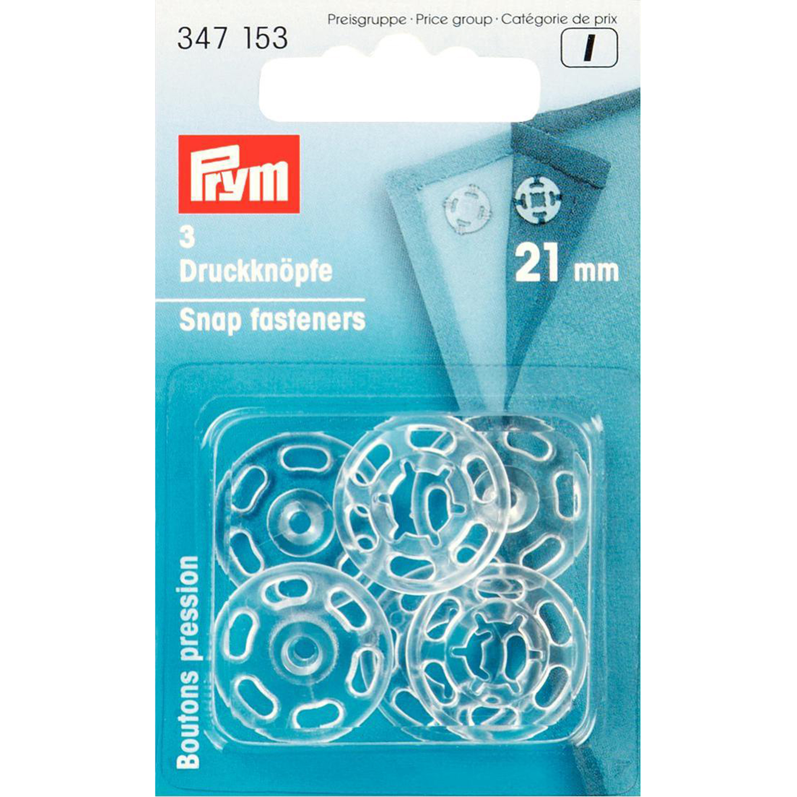 Prym 347153 Aannaaidrukknopen KST rond 21 mm transparant - Kaart